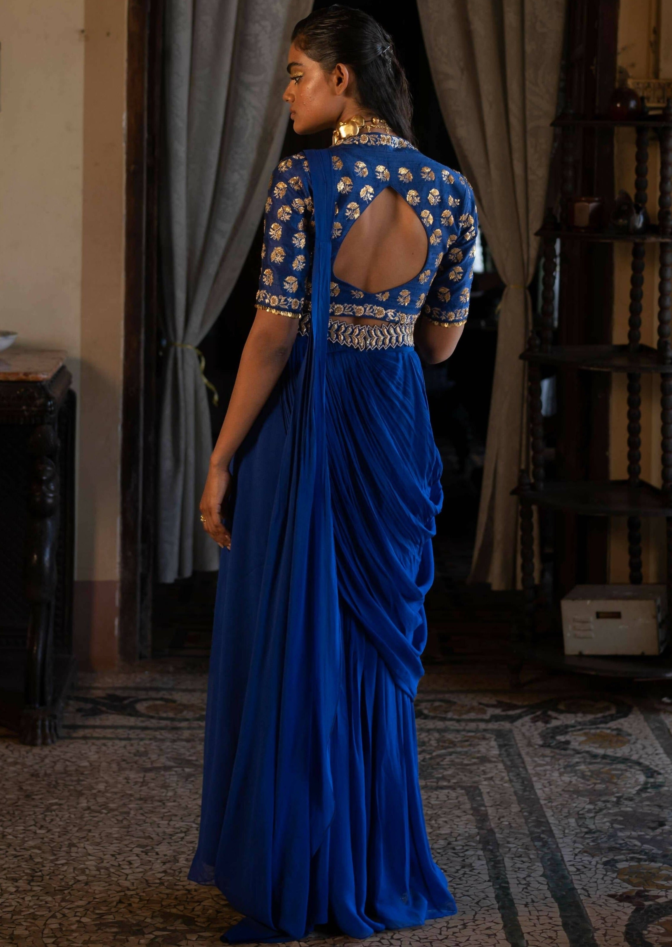 Electric Blue Sari Set