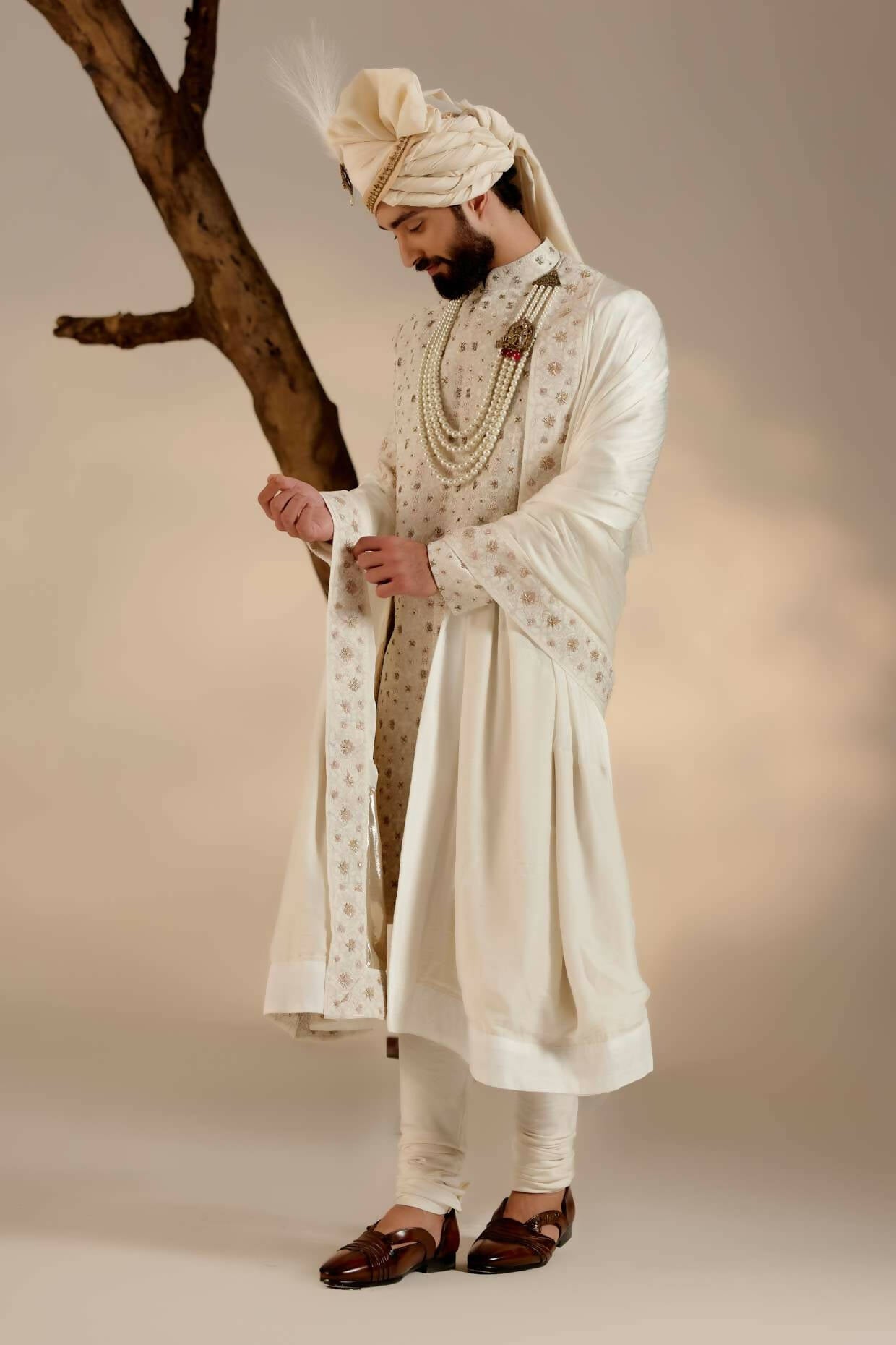 Pure White Sherwani Set