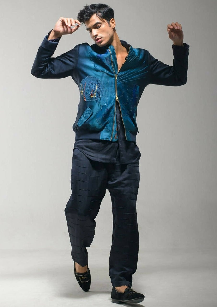 Midnight Blue Bomber Jacket Set