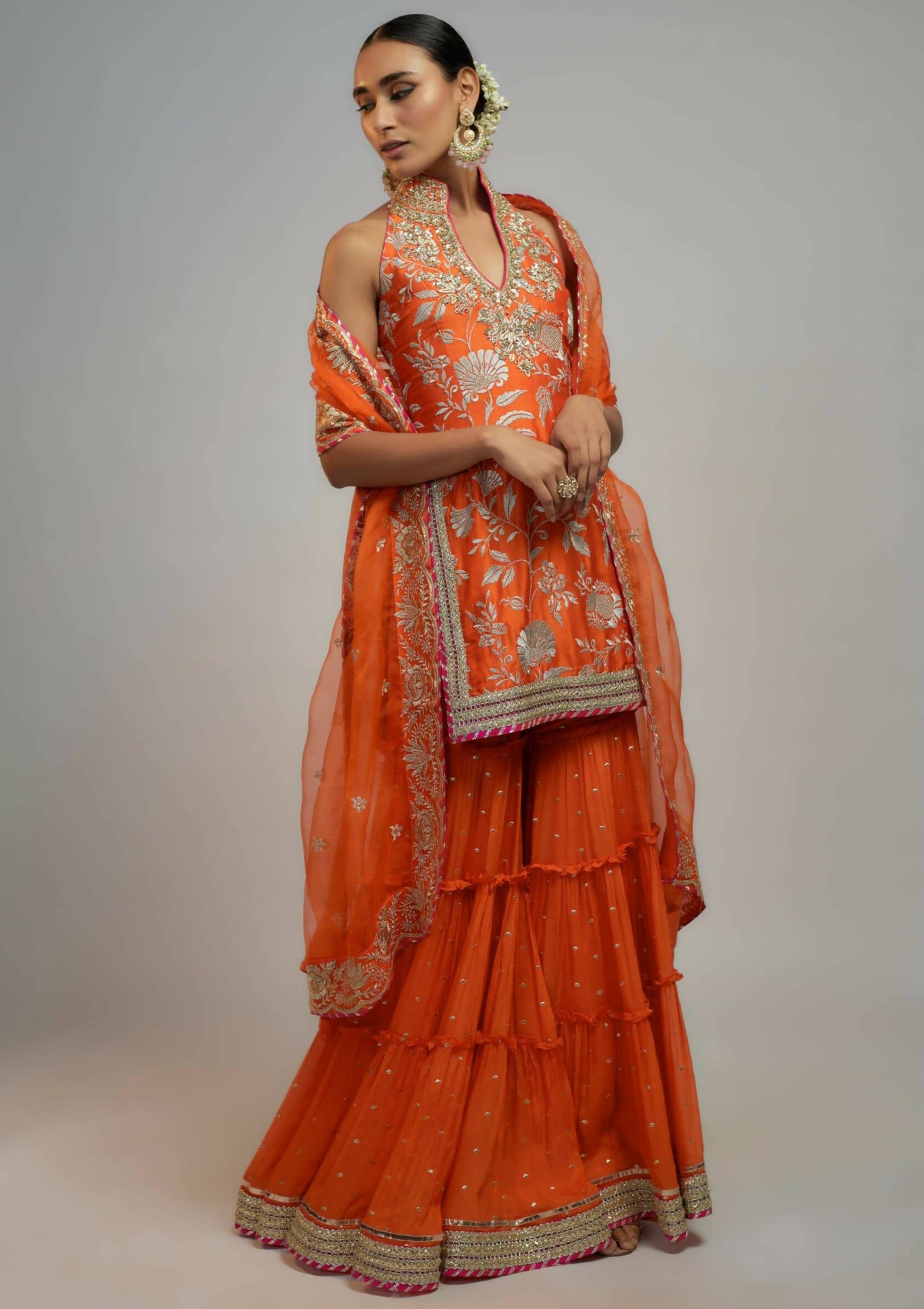 Sitara Orange Sharara Set