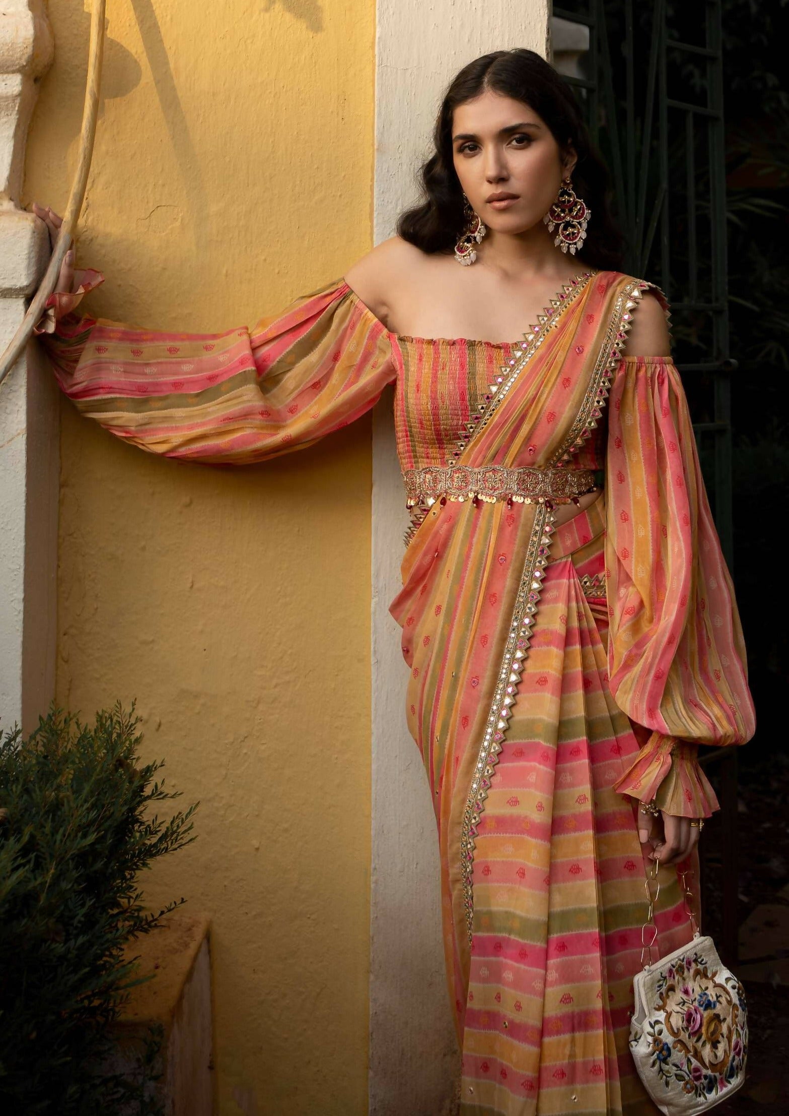 Vintage Stripe Sari Set