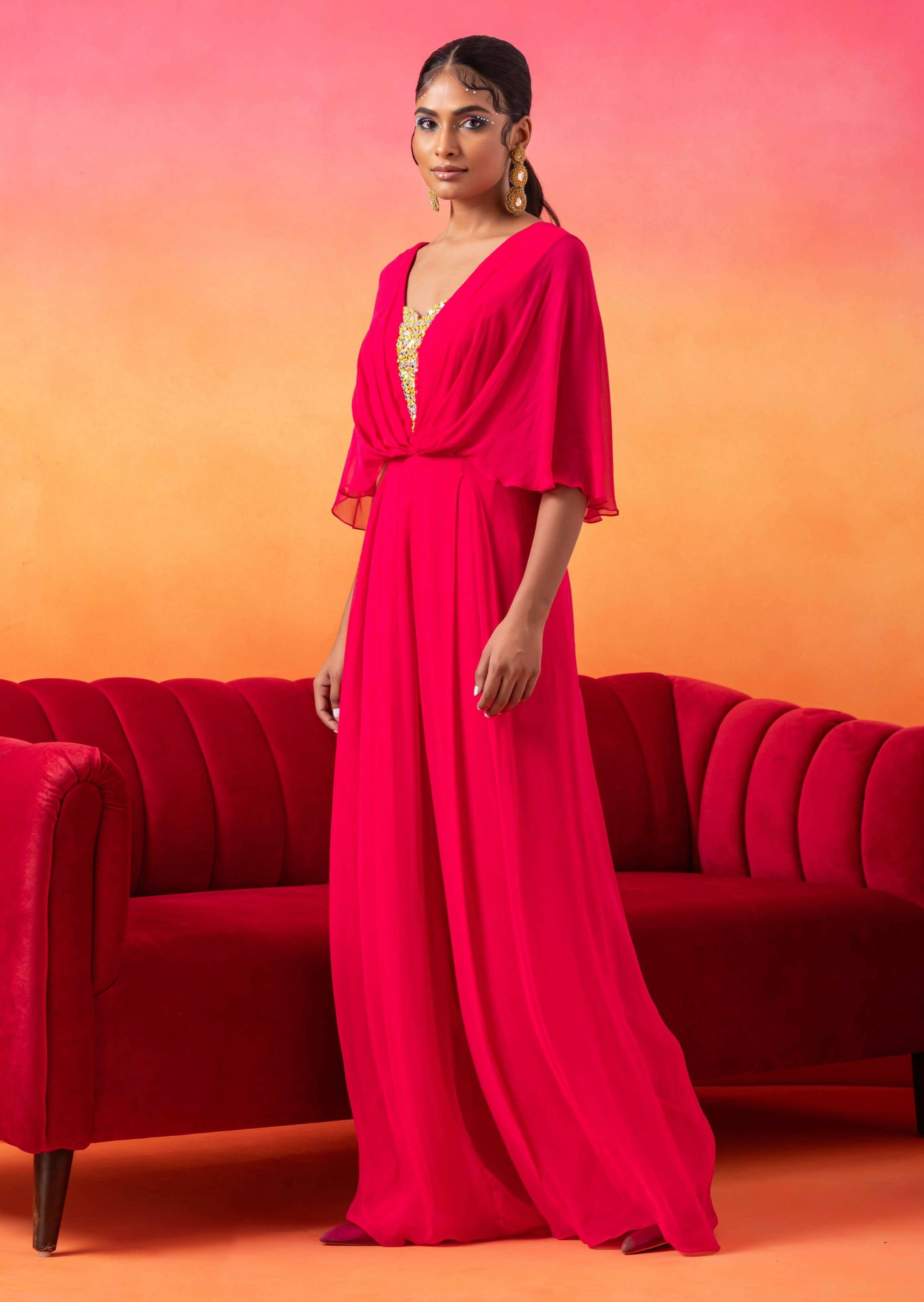 Barbie Pink Pre-Draped Jumpsuit