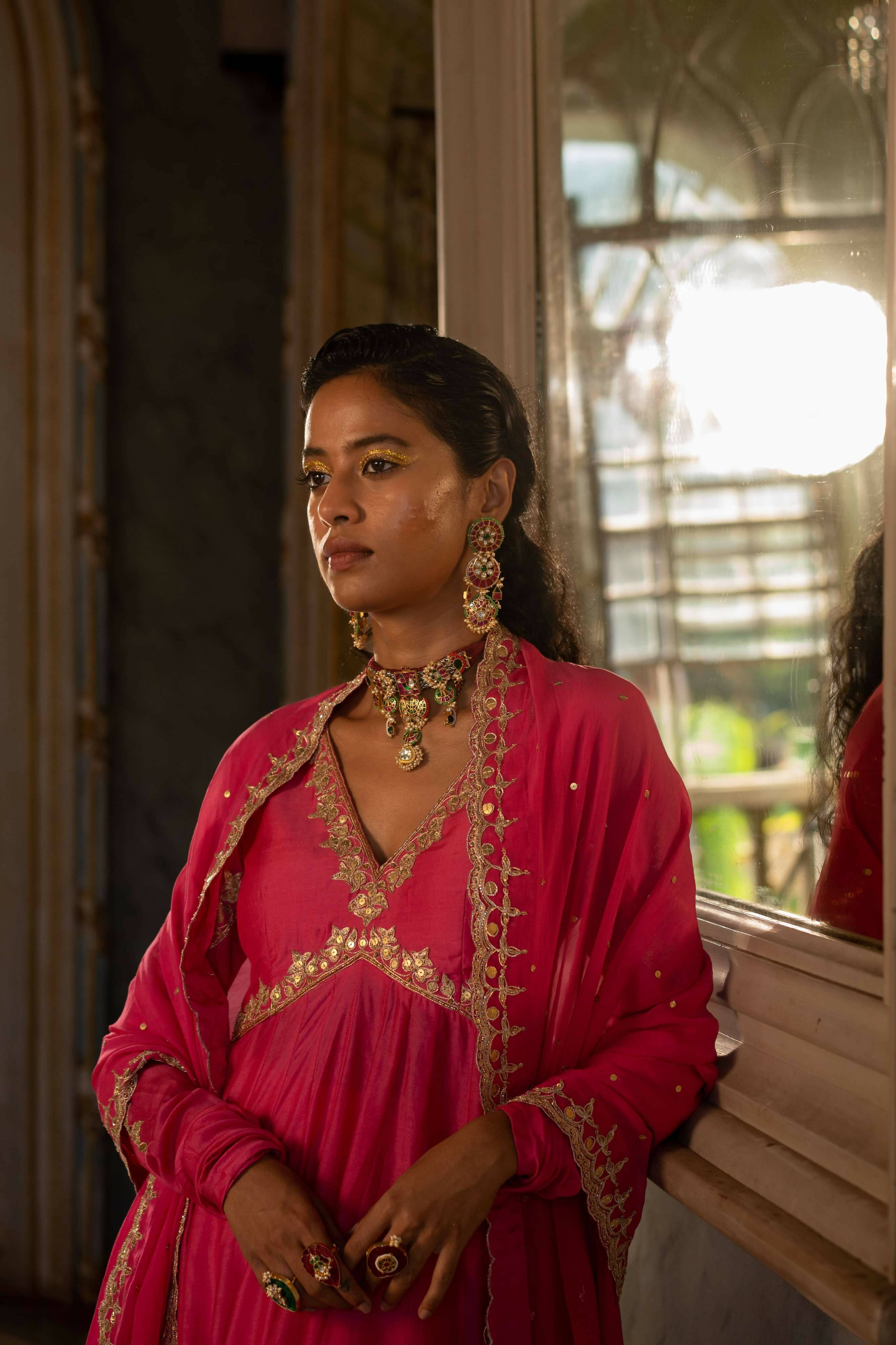 Fuchsia Pink Anarkali Set