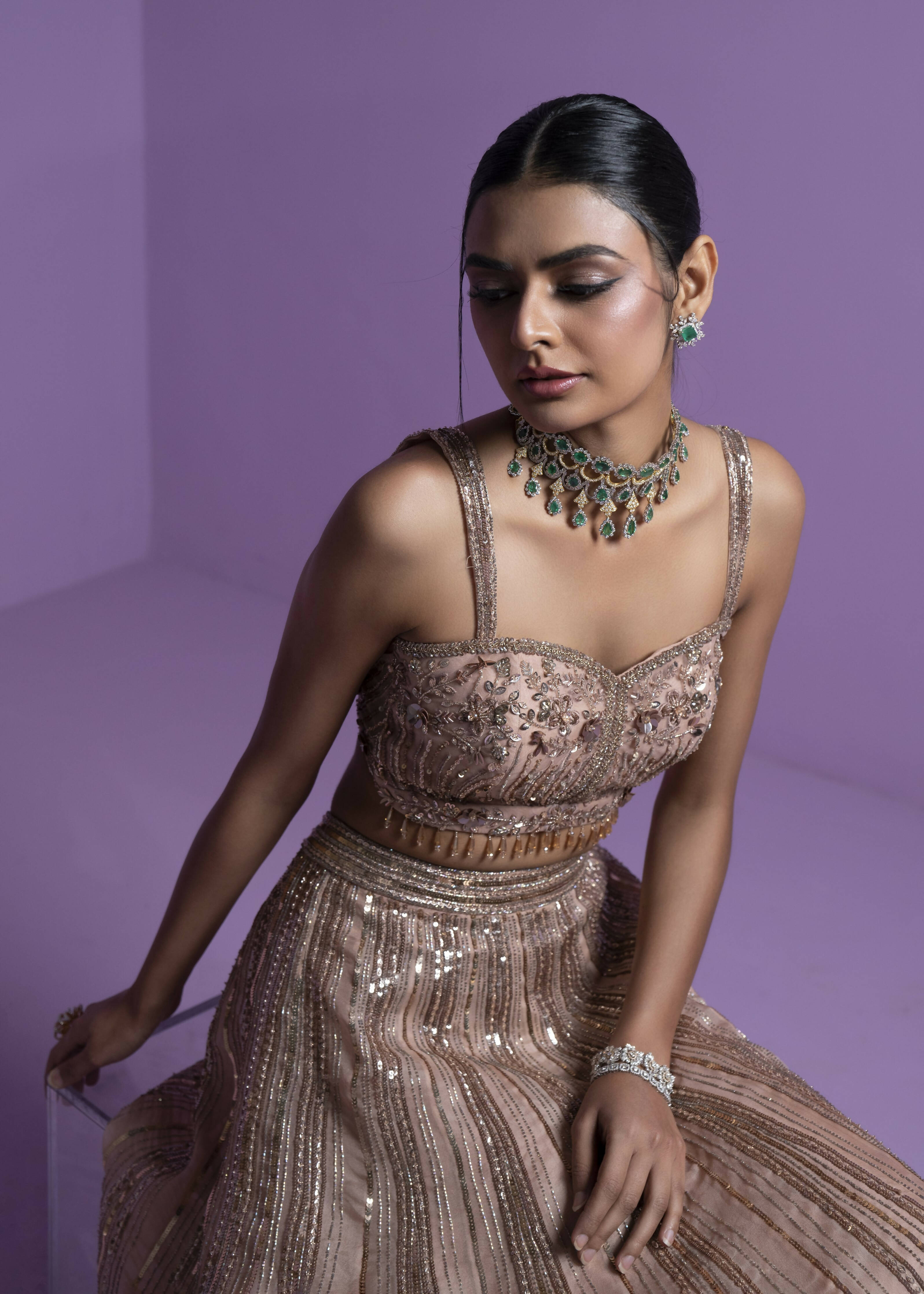 Nude Caramel Blaze Lehenga Set