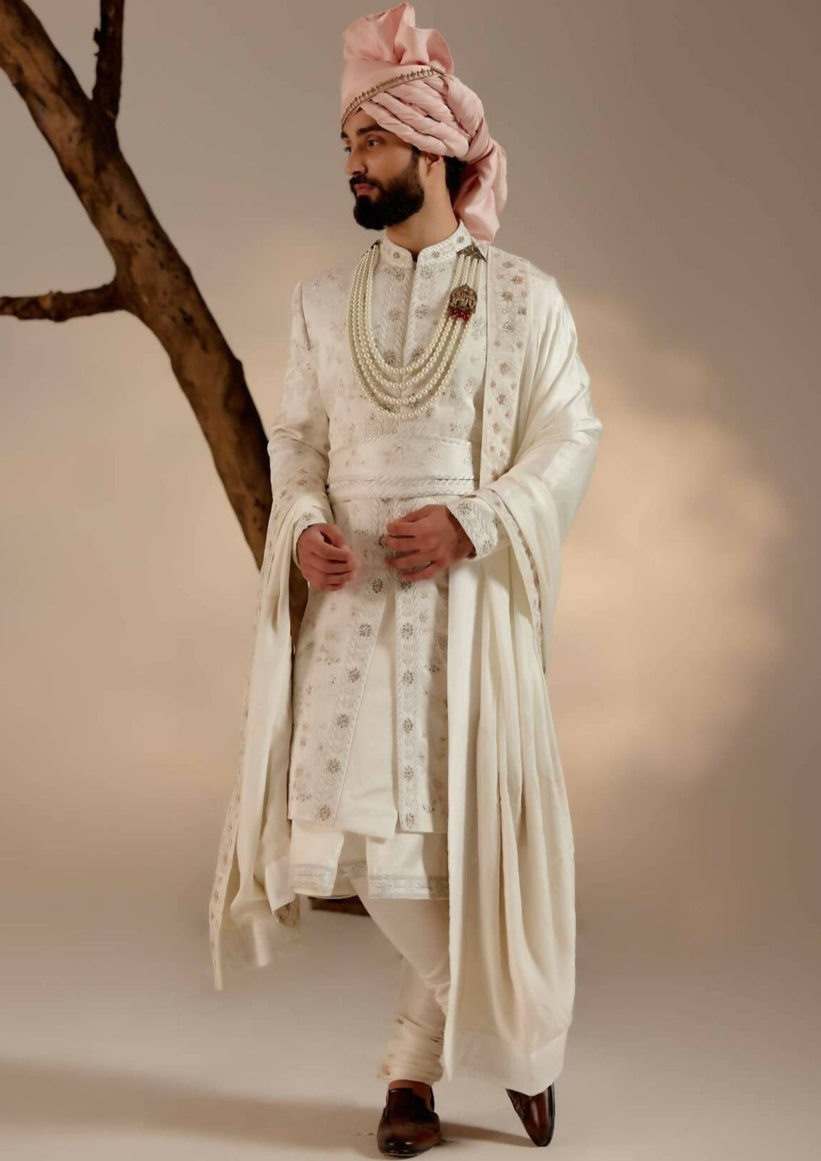 Gardenia White Sherwani Set
