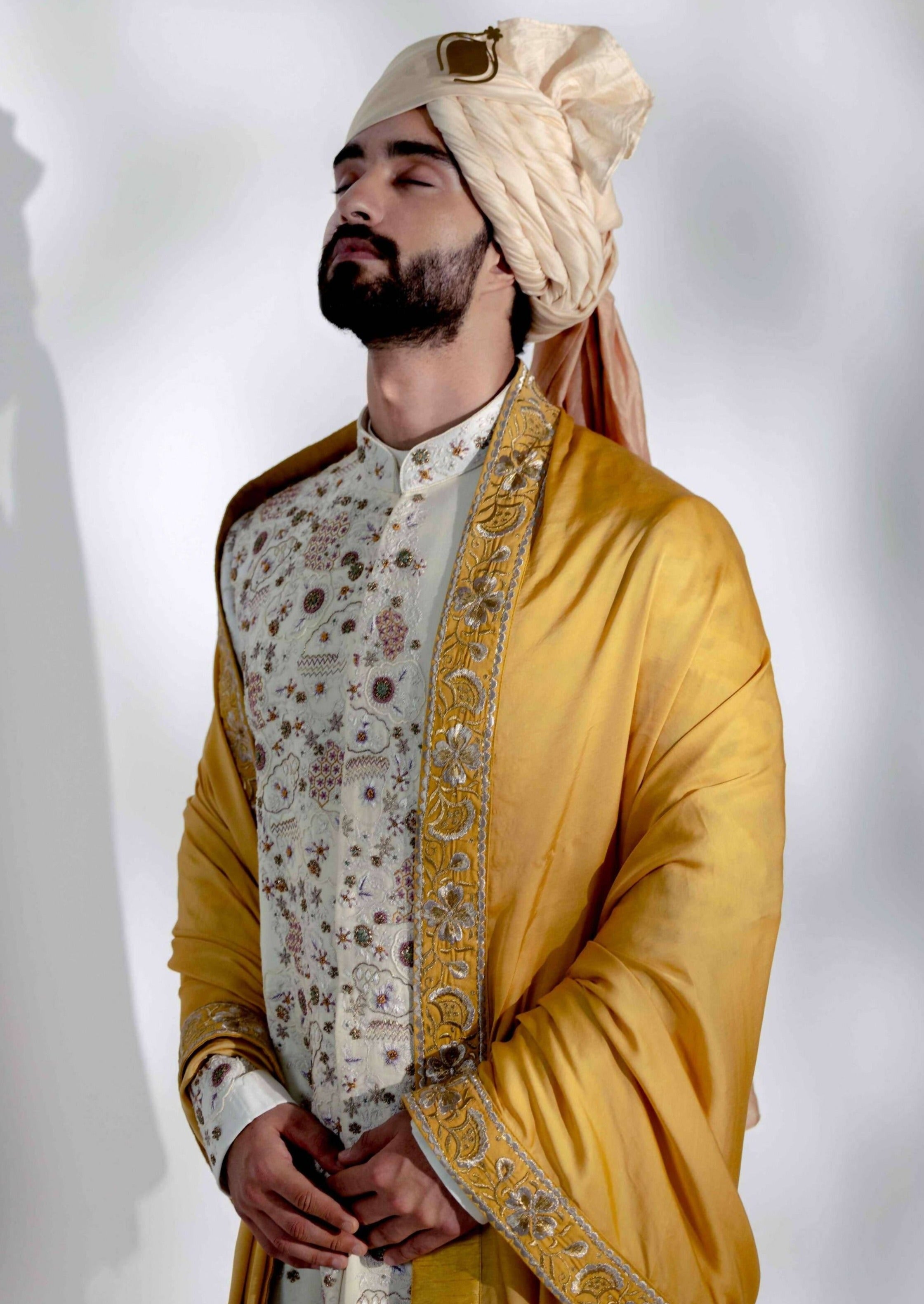 Ivory Ochre Sherwani Set