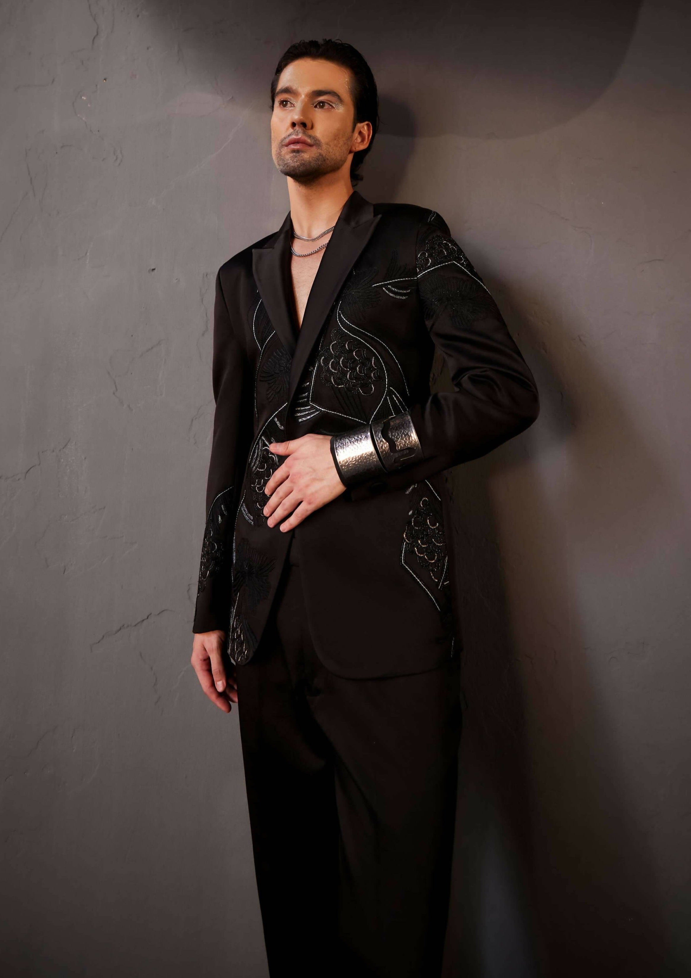 Pique Black Tuxedo Set