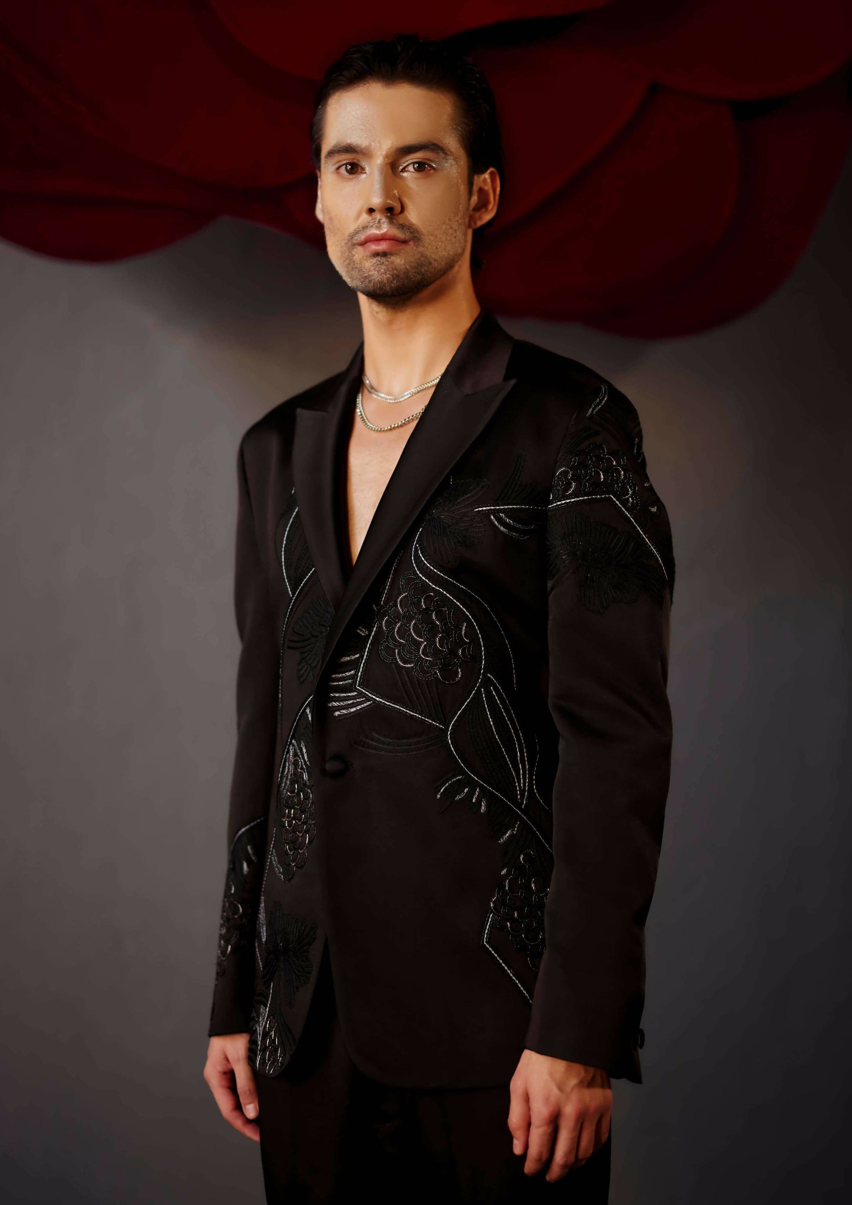 Pique Black Tuxedo Set