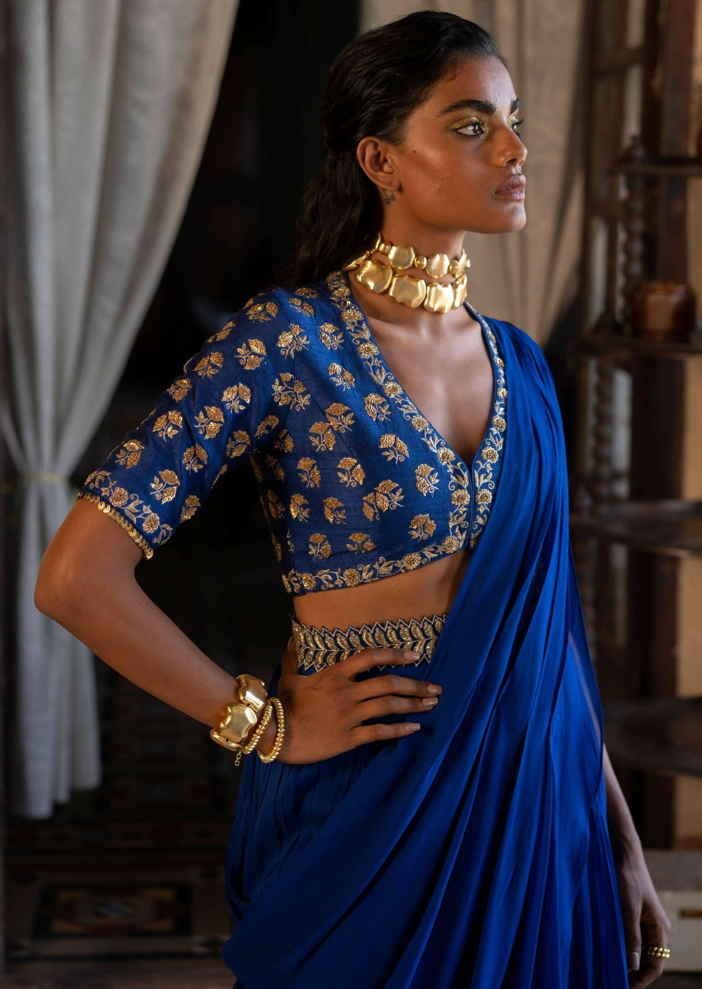 Electric Blue Sari Set