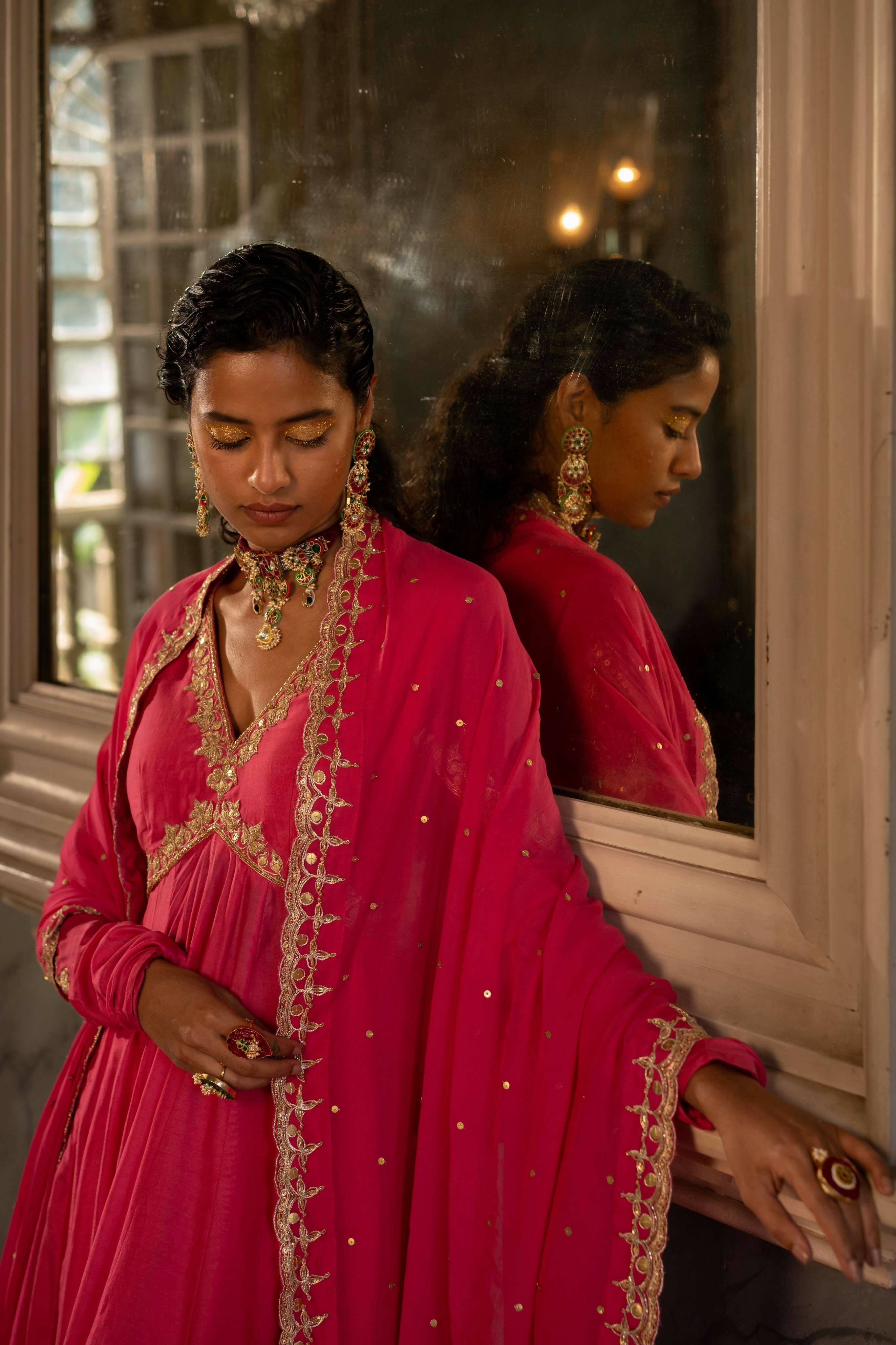 Fuchsia Pink Anarkali Set