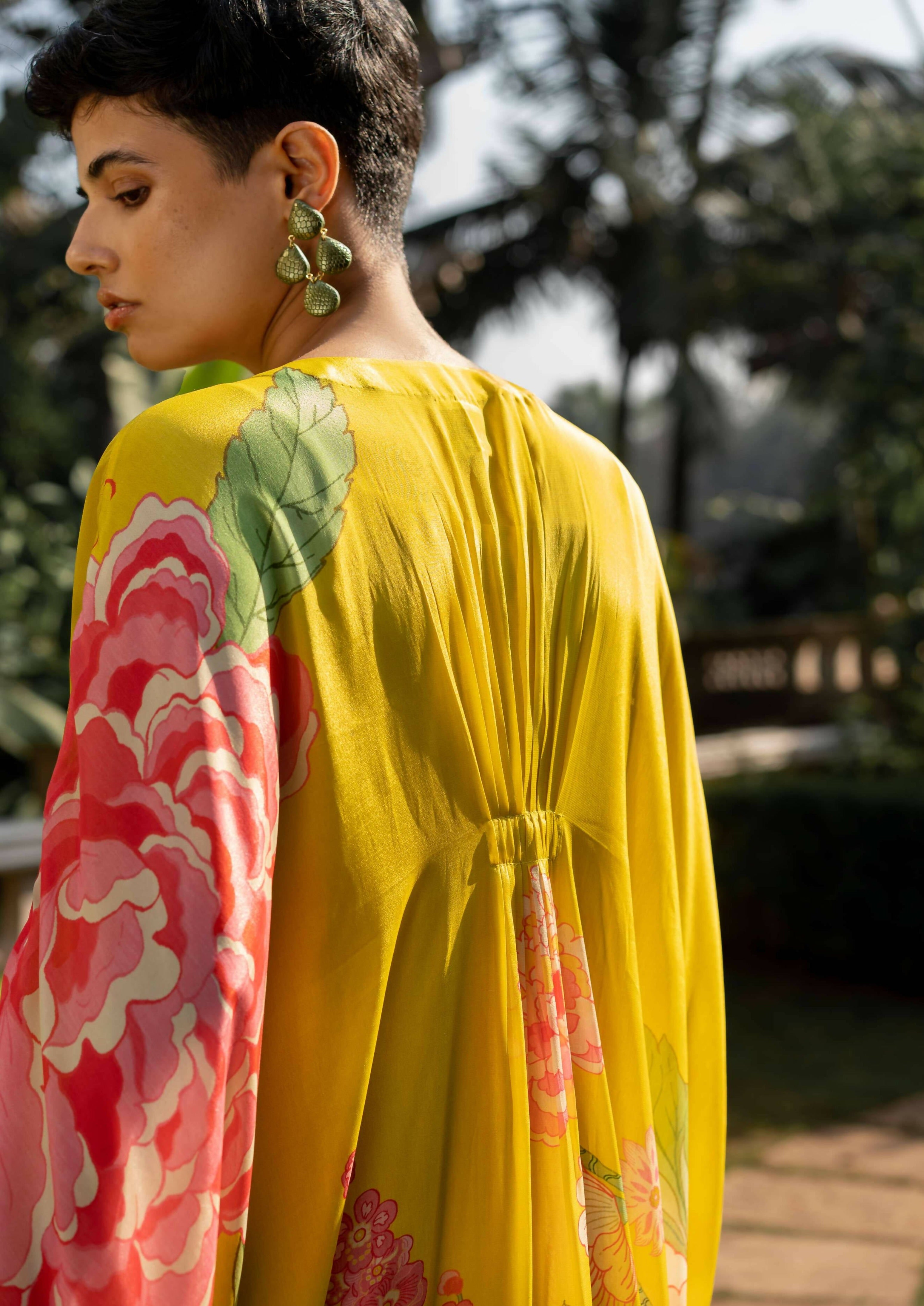 Yellow Floral Kaftan Set