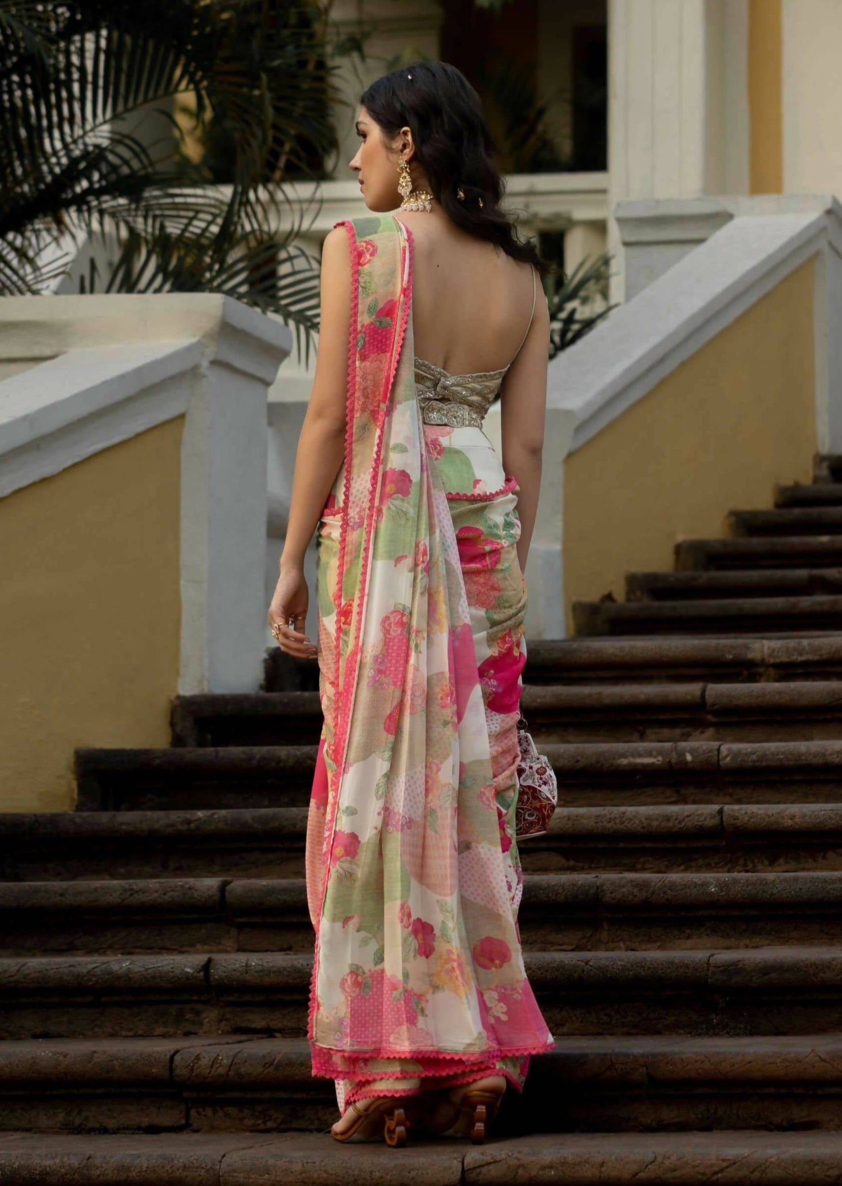 Bloom with Grace Naksha Sari Set
