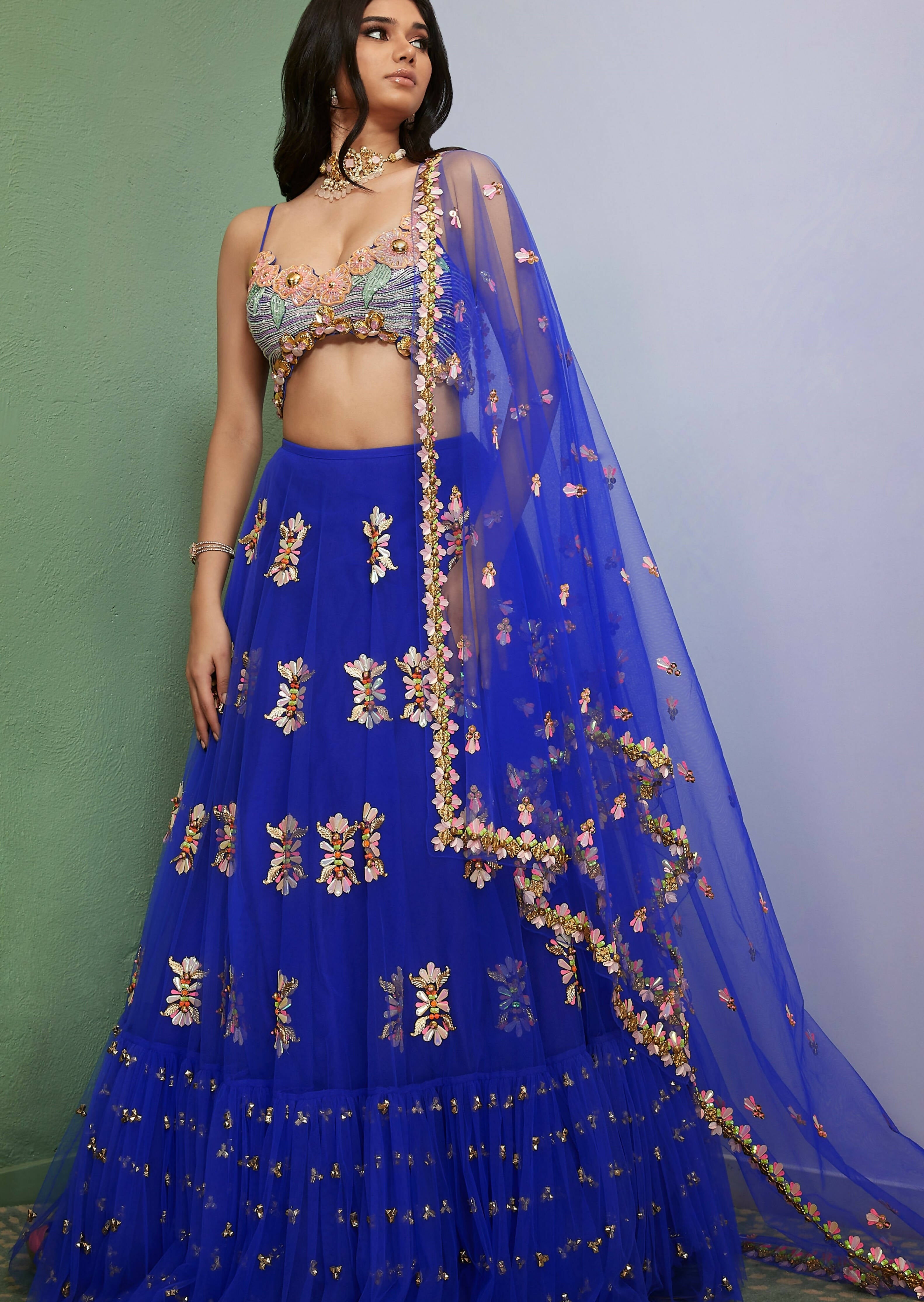Artworq: Blue Embellished Full Lehenga Set