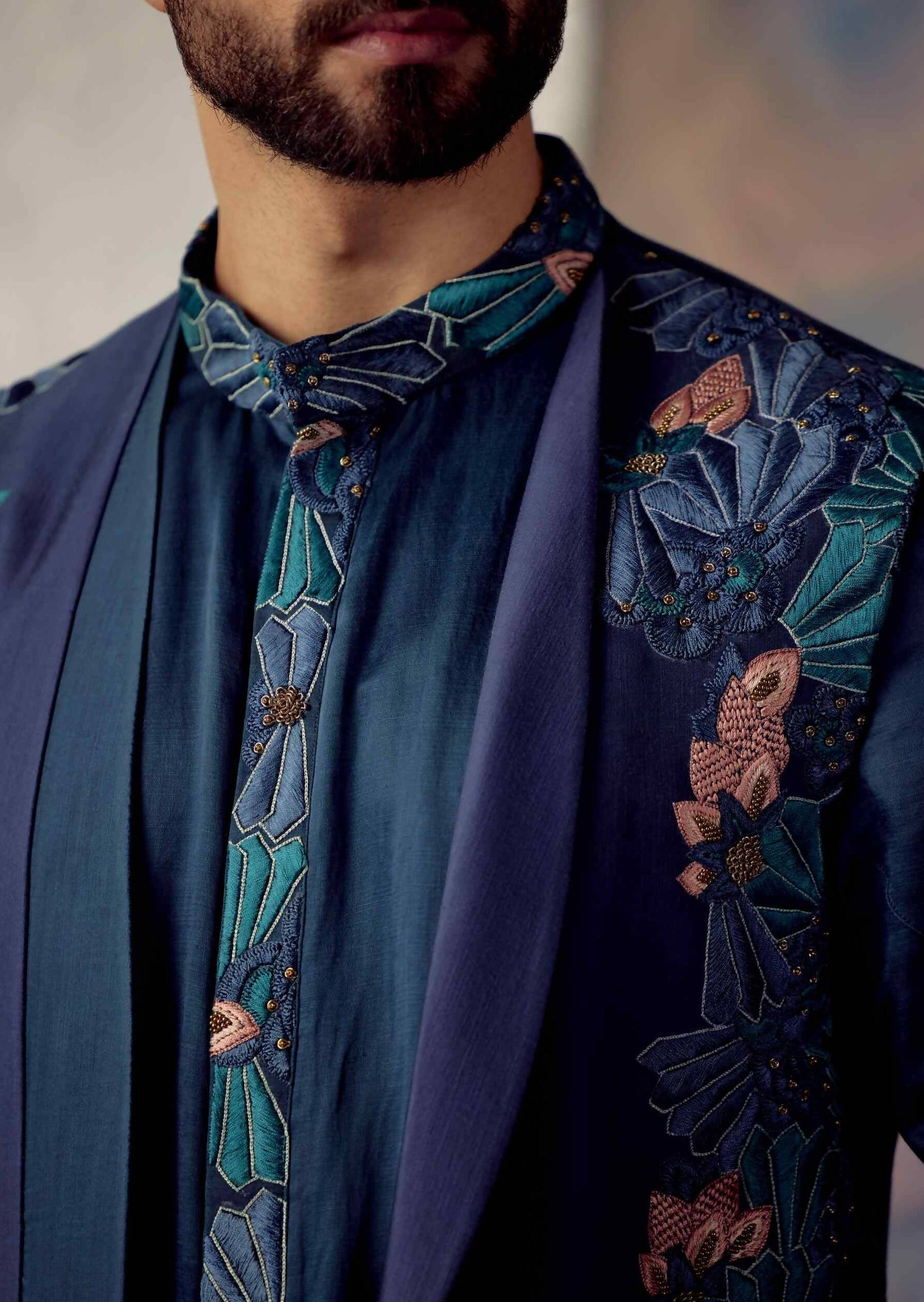 Portrait in Peacock Blue Shrug Set