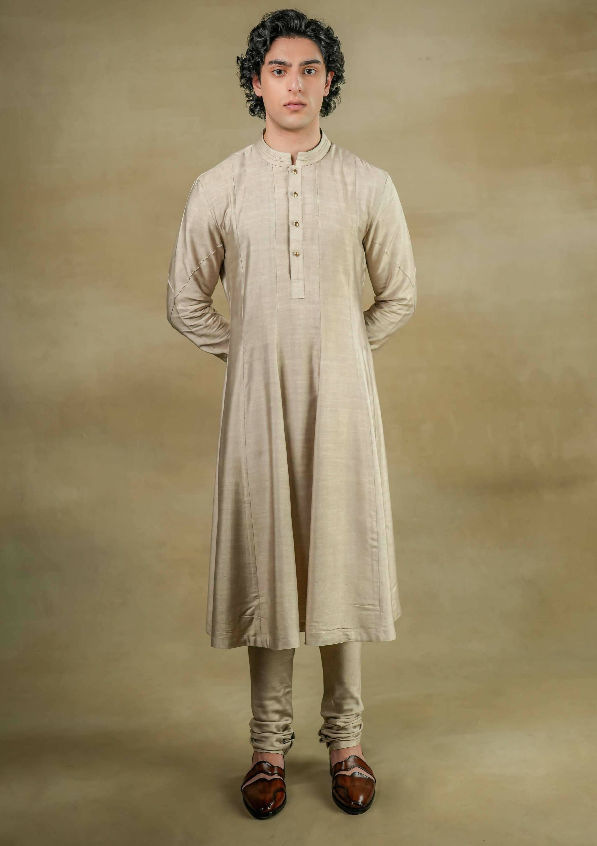 Sand Grey Anarkali Kurta Set