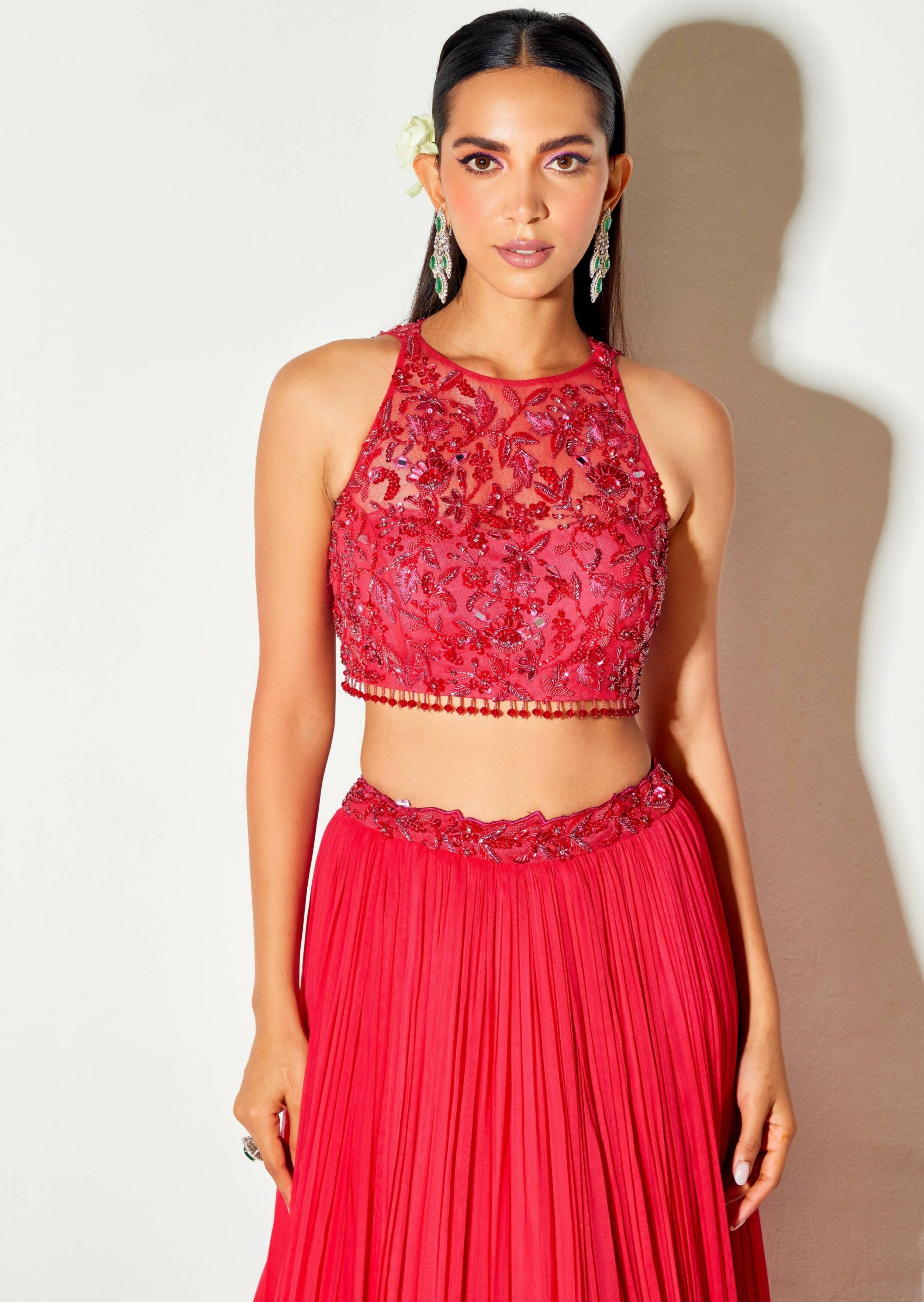 Red Tonal Lehenga
