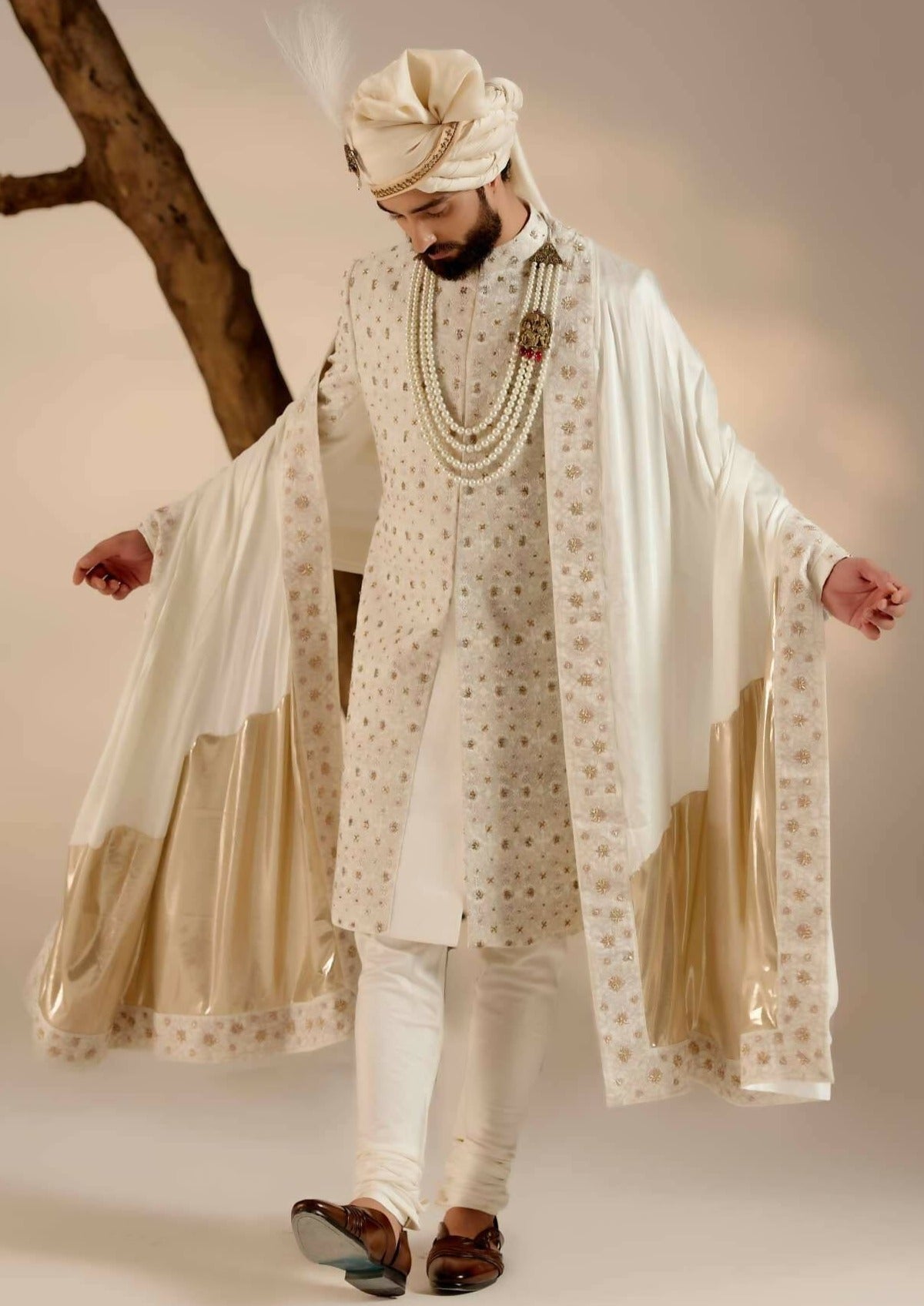 Pure White Sherwani Set