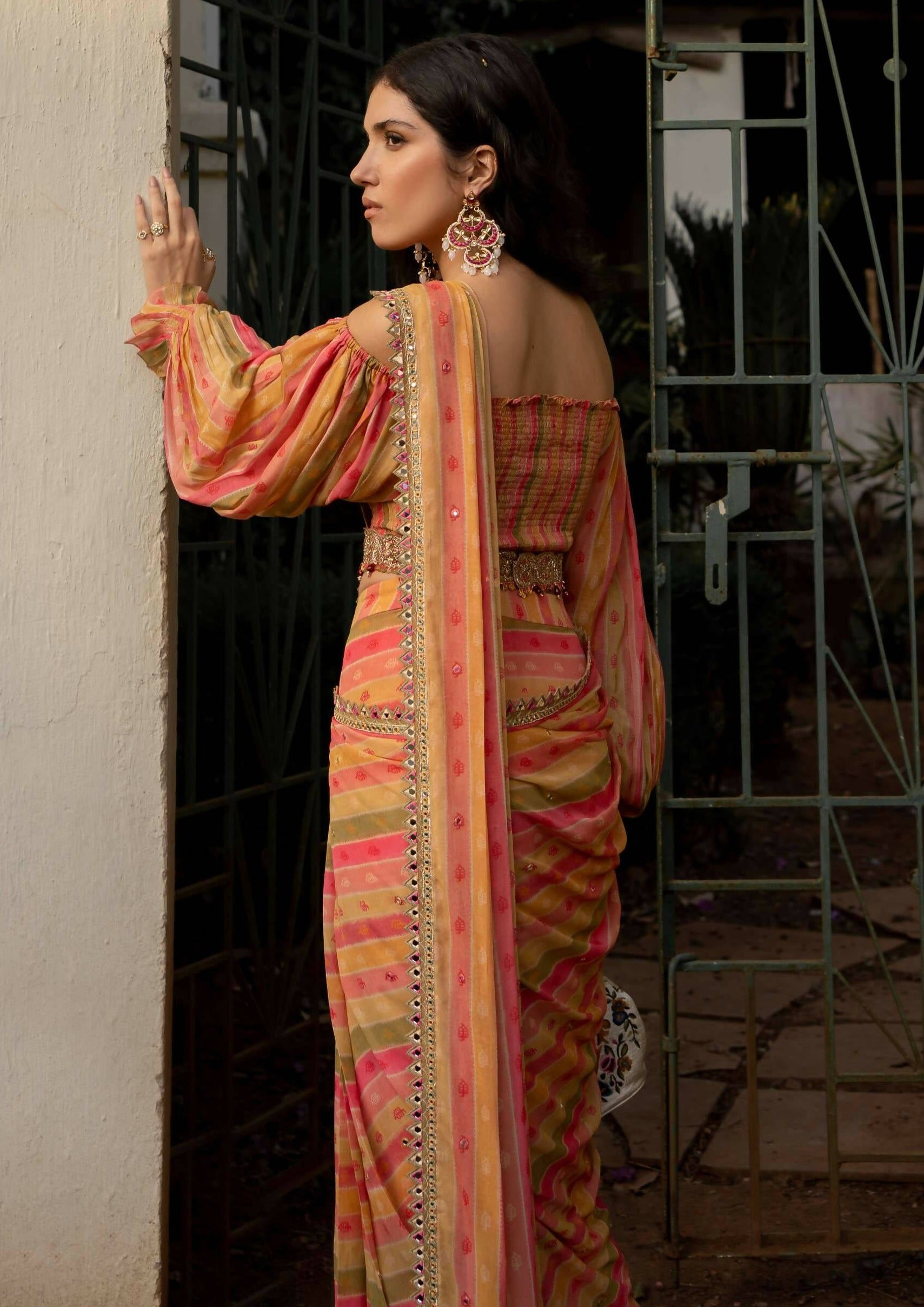 Vintage Stripe Sari Set