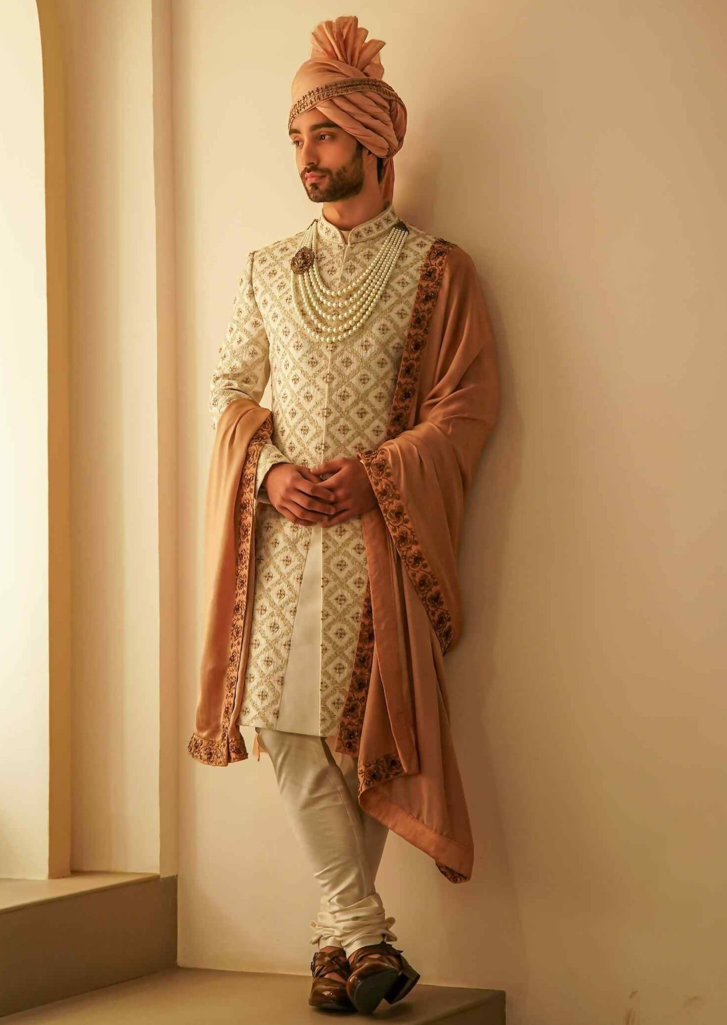 Ivory Tan Sherwani Set