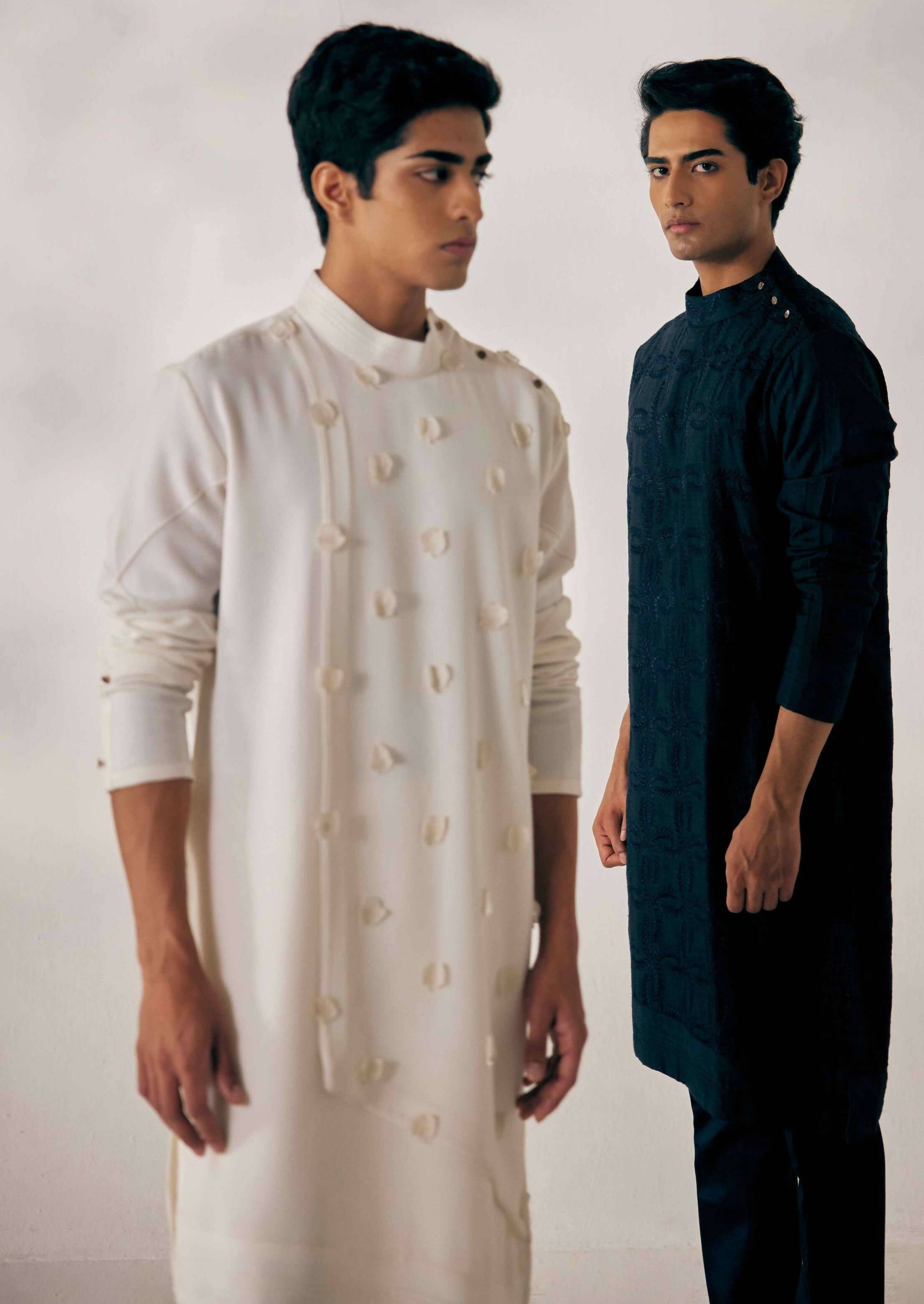 White Applique Kurta Set