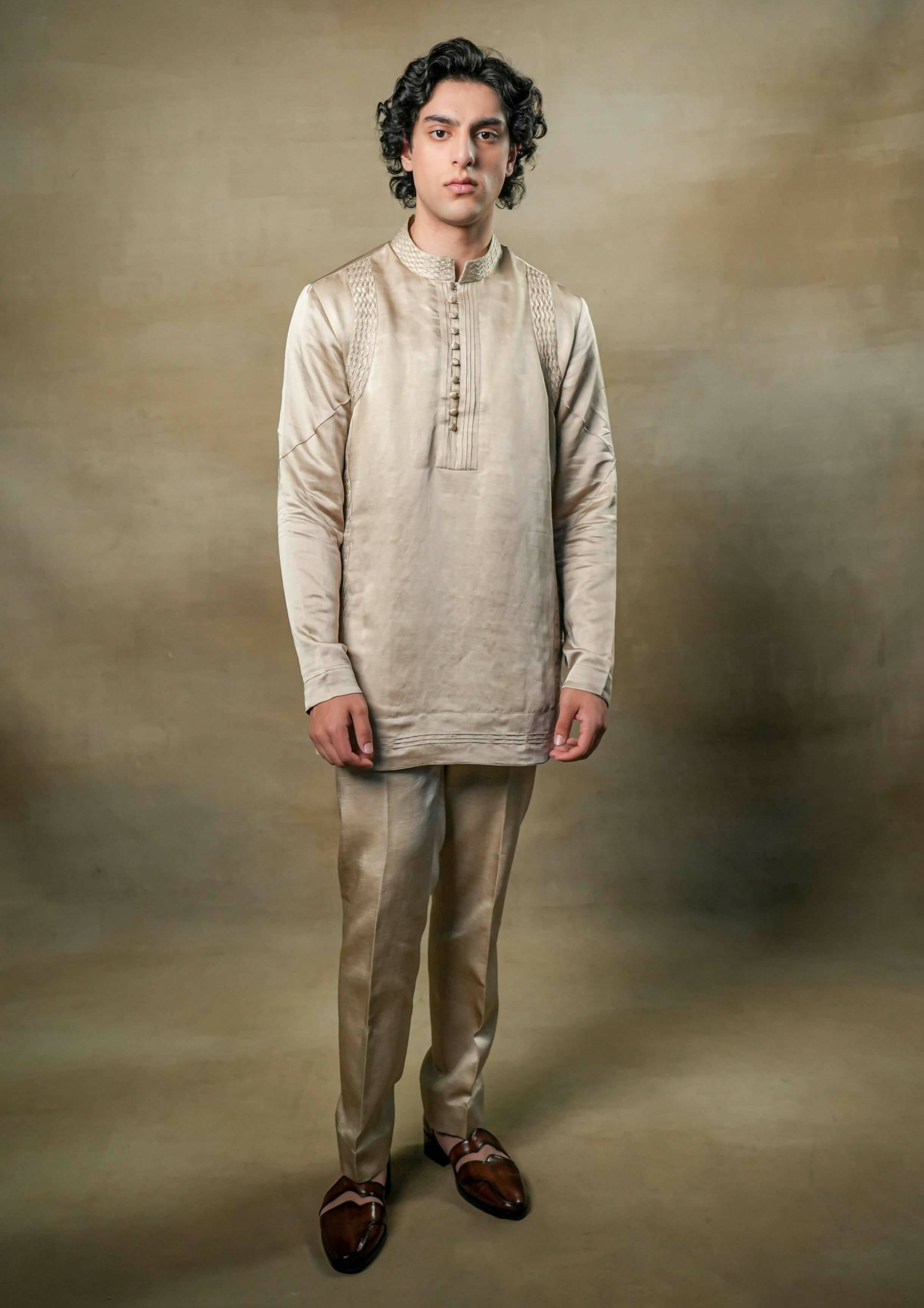 Sand Grey Short Kurta Set