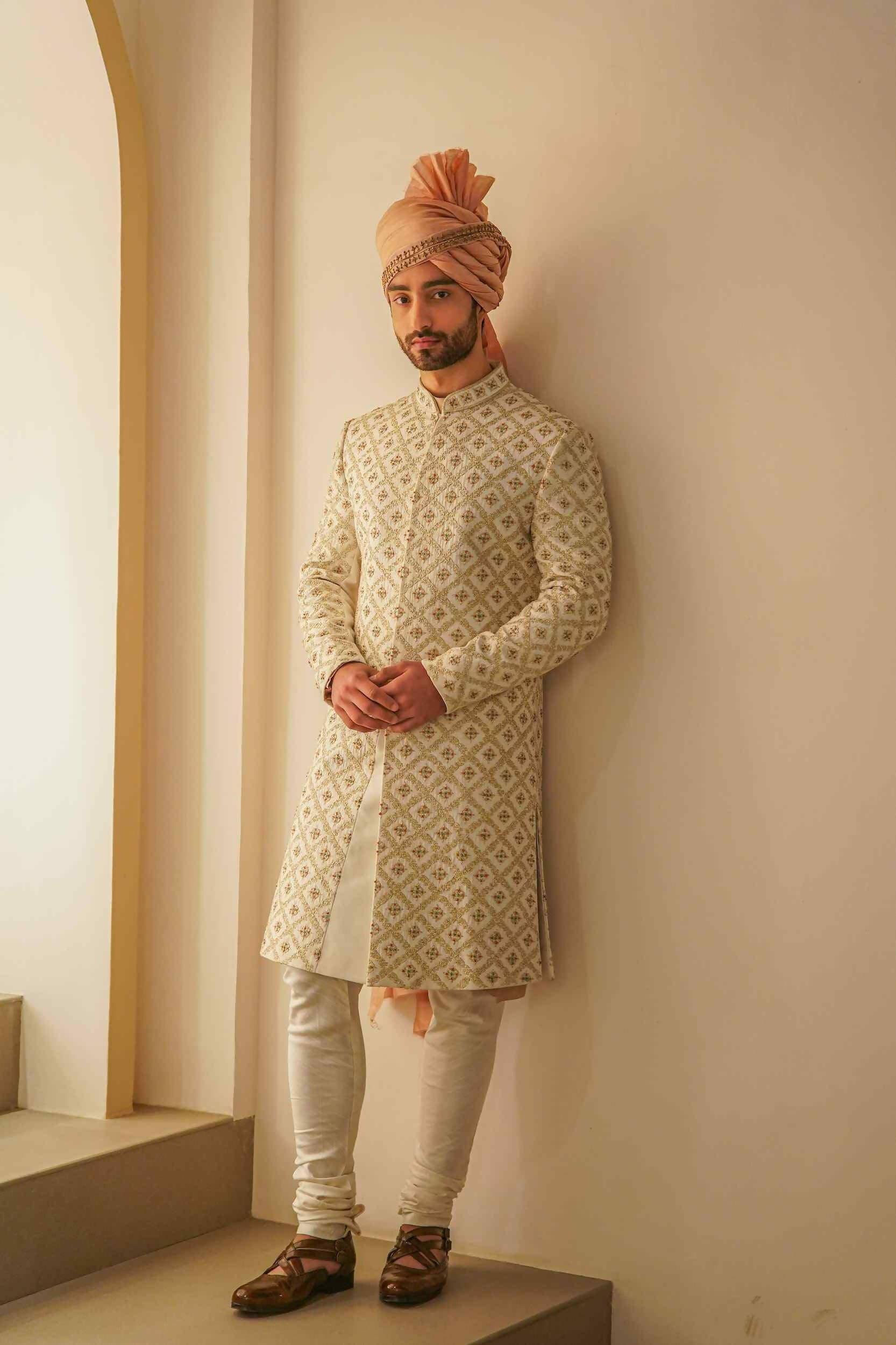 Ivory Tan Sherwani Set