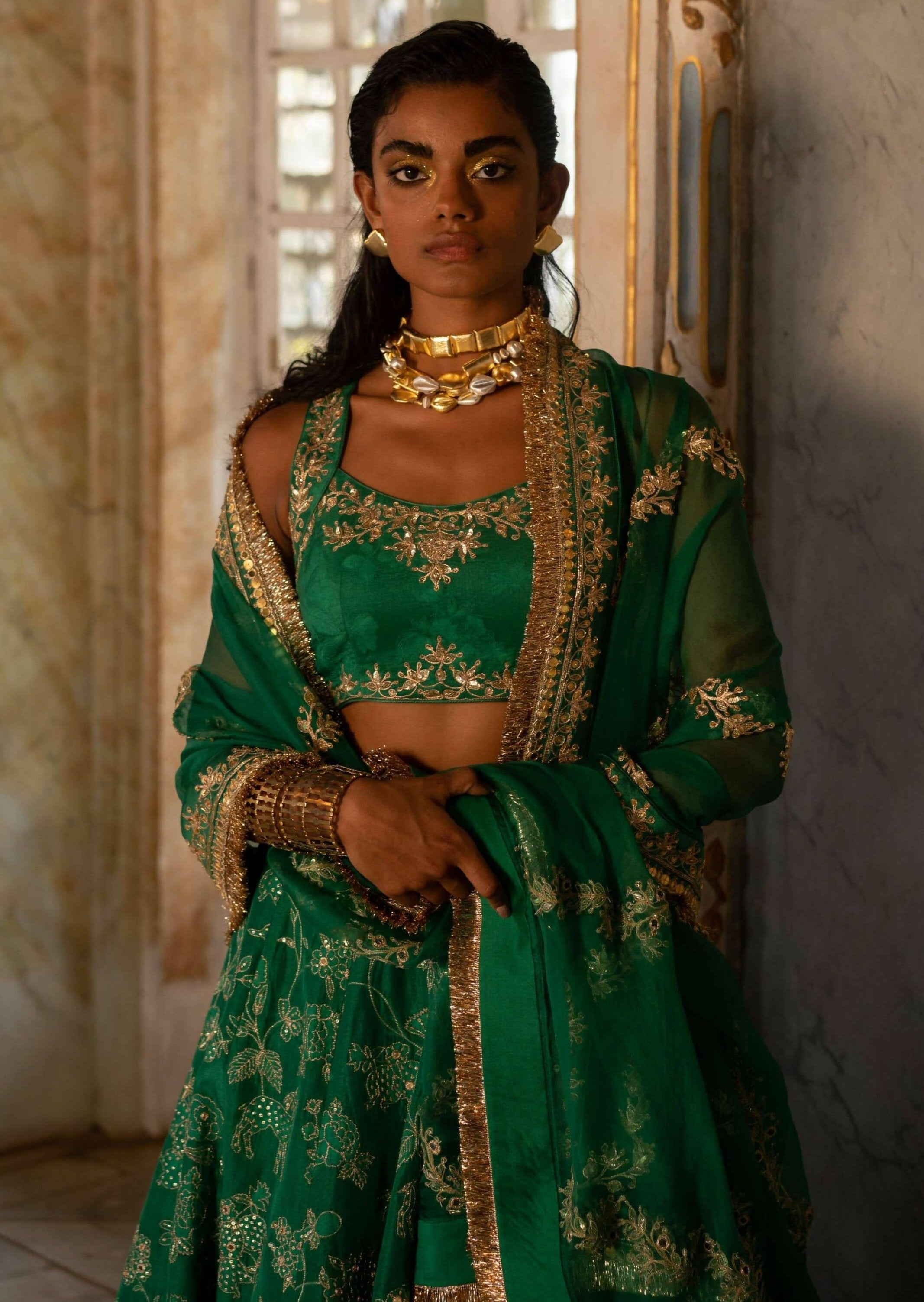 Emerald Green Lehenga Set