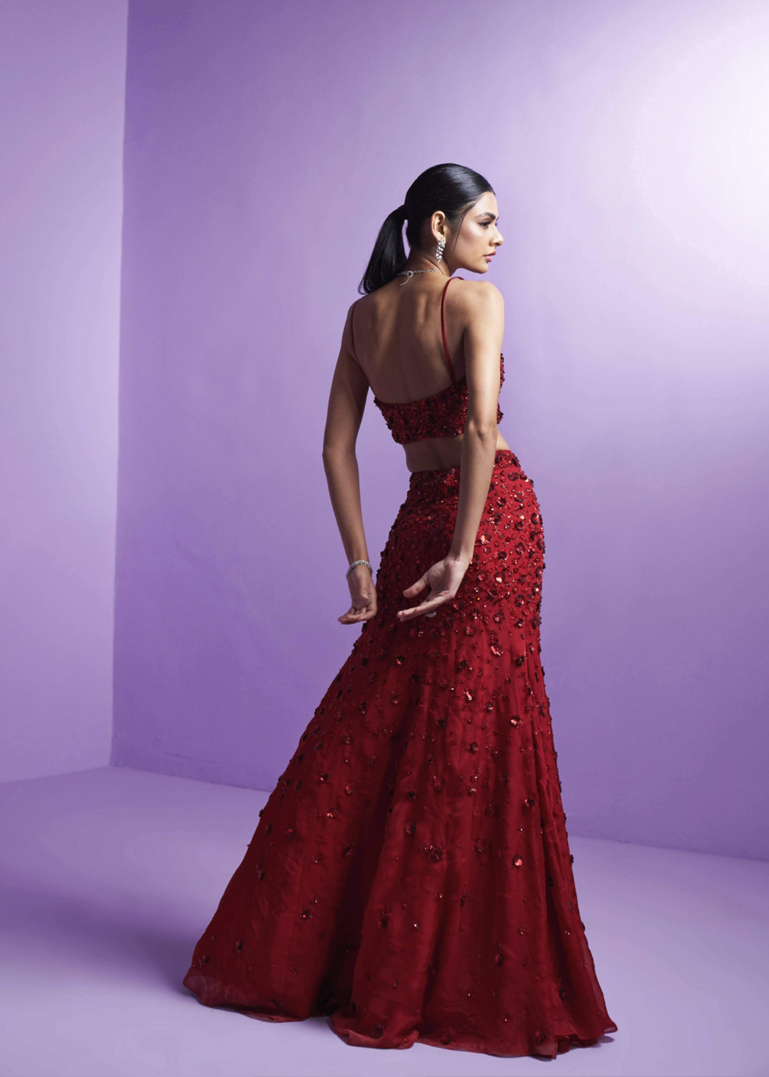Vivid Crimson Lehenga Set