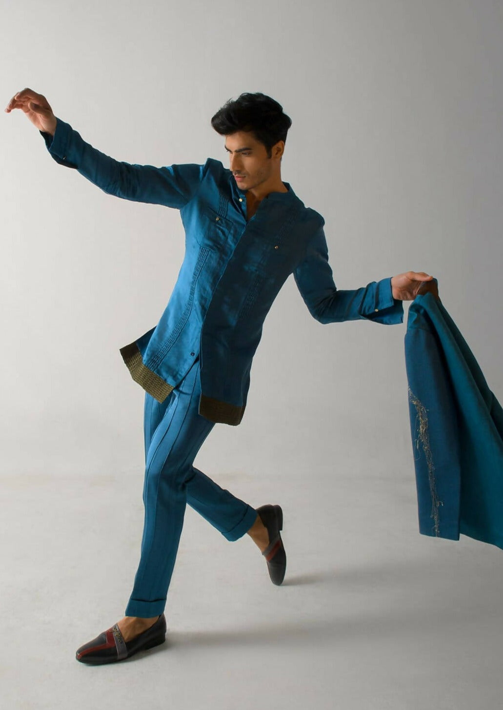 Teal Blue Pintuck Kurta Top