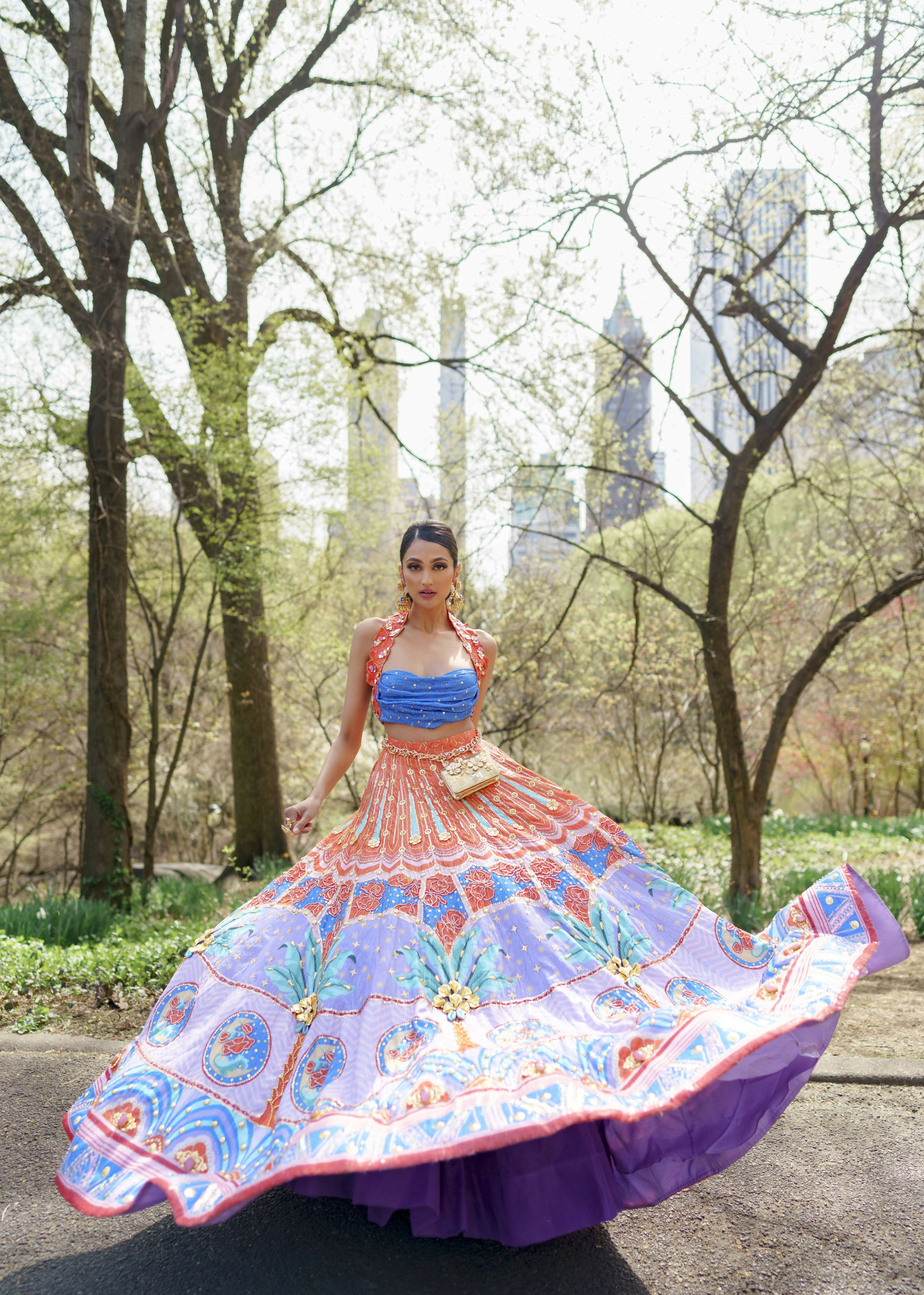 Serenity: Lilac Printed and Embellished Full Lehenga Set