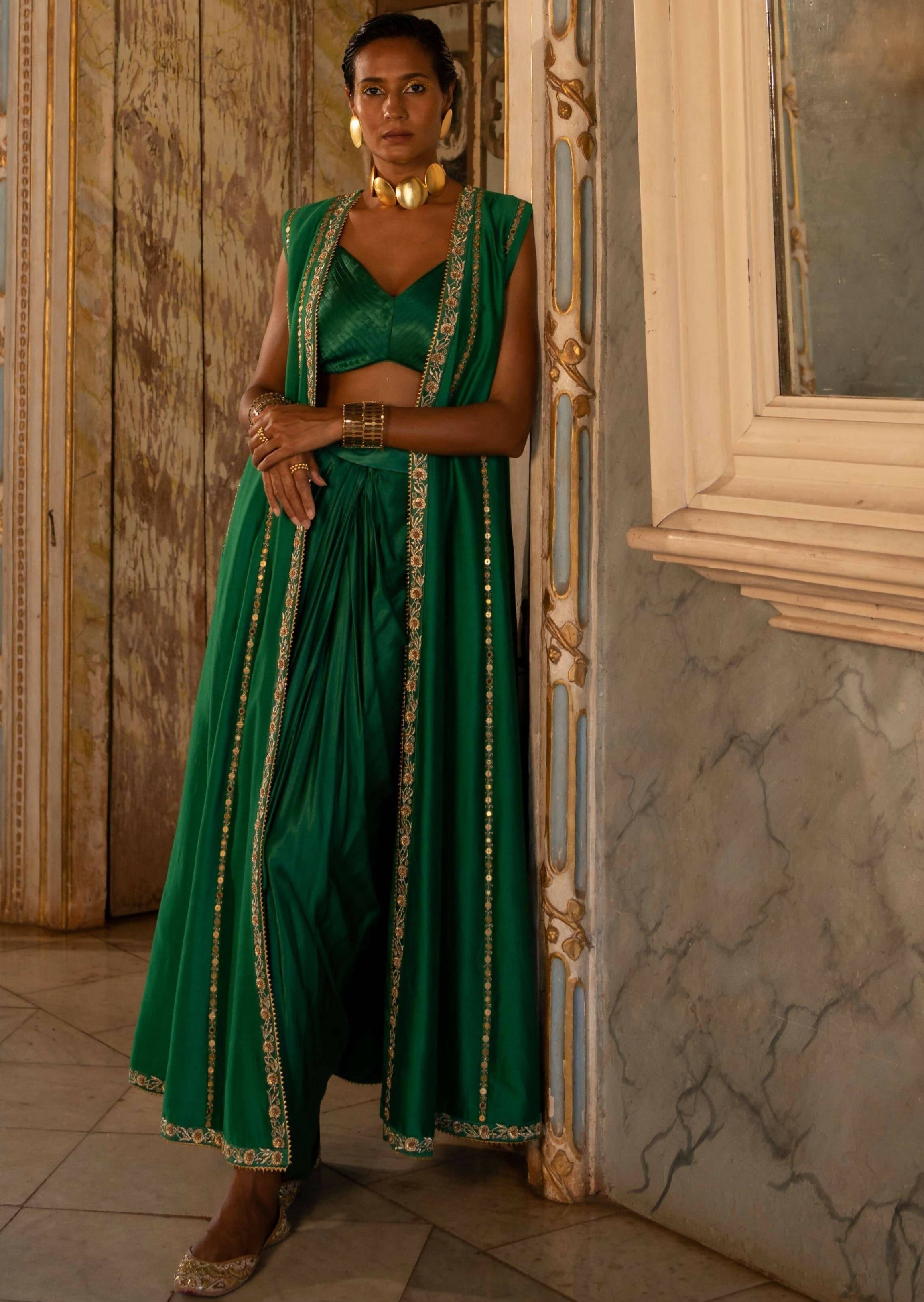 Emerald Green Long Choga Set