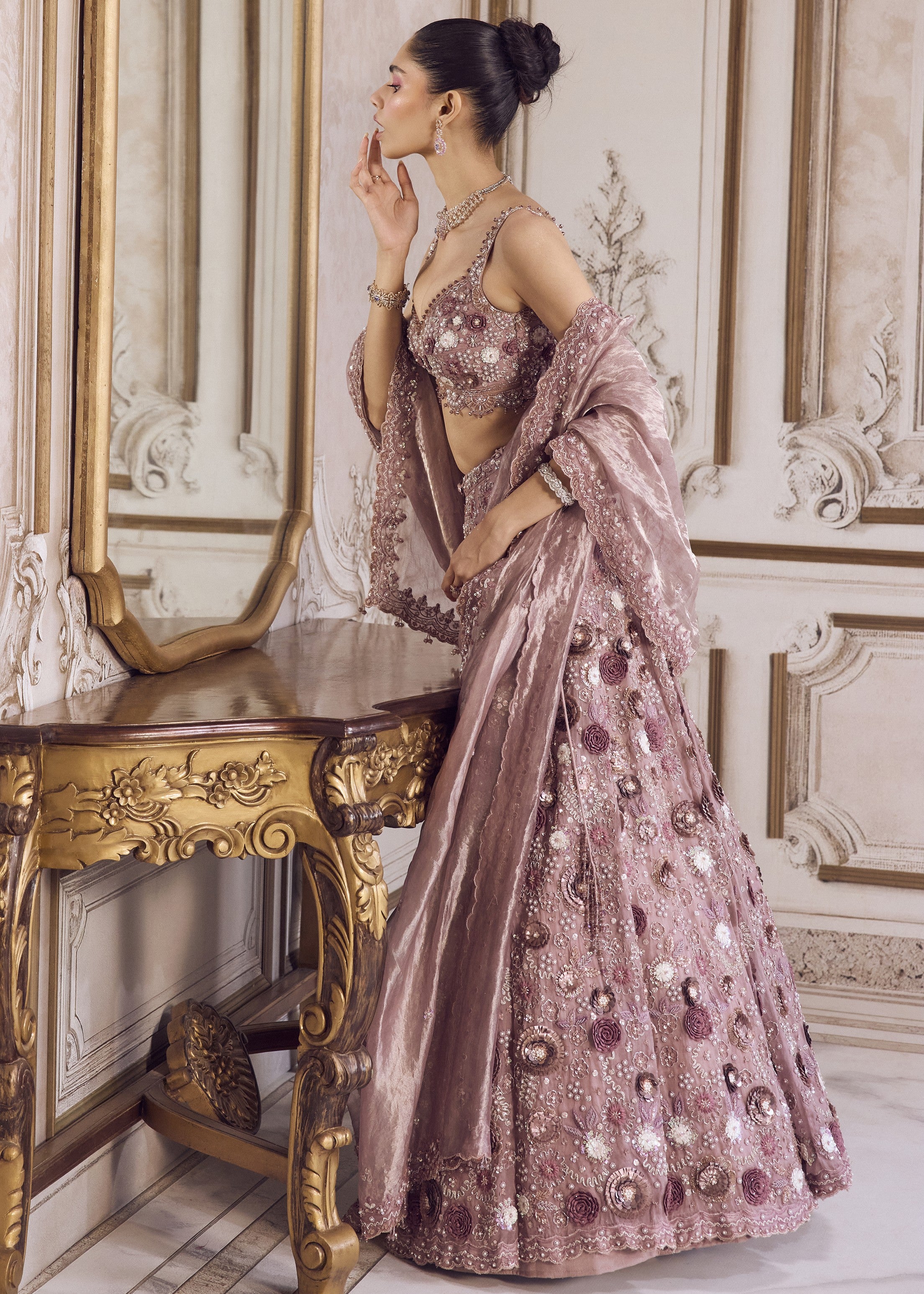 Champagne Rose Lehenga With Blouse