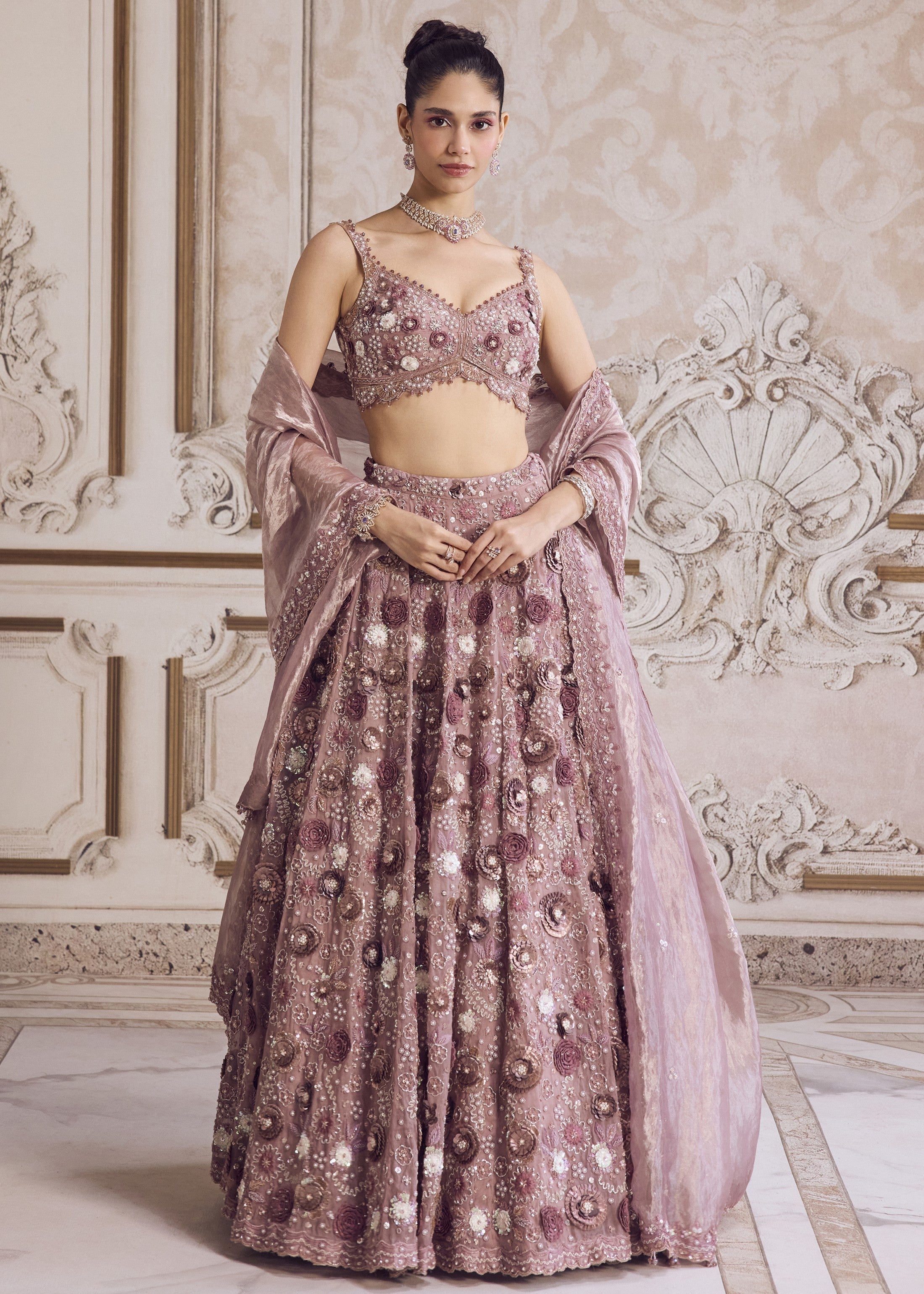 Champagne Rose Lehenga With Blouse