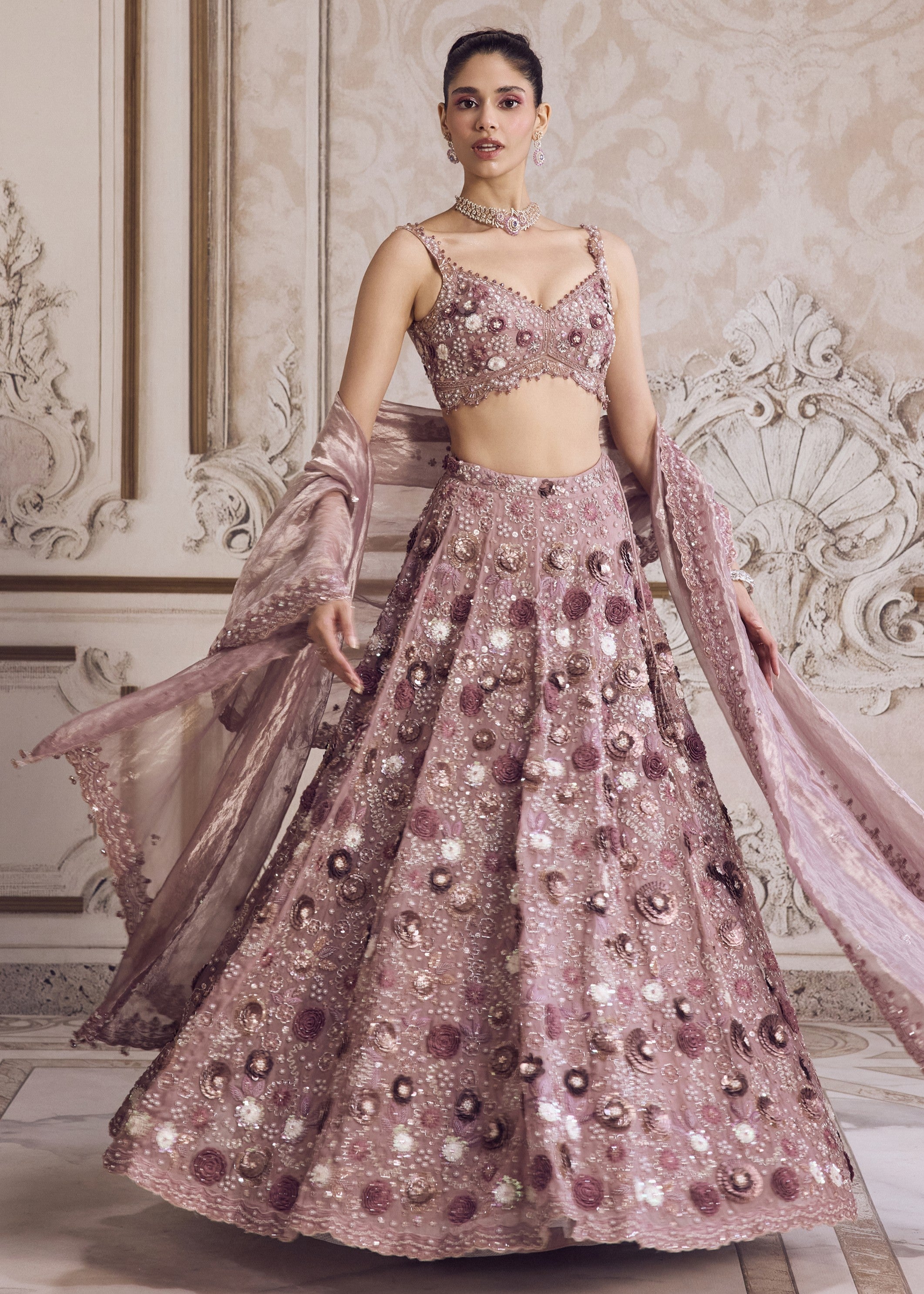 Champagne Rose Lehenga With Blouse