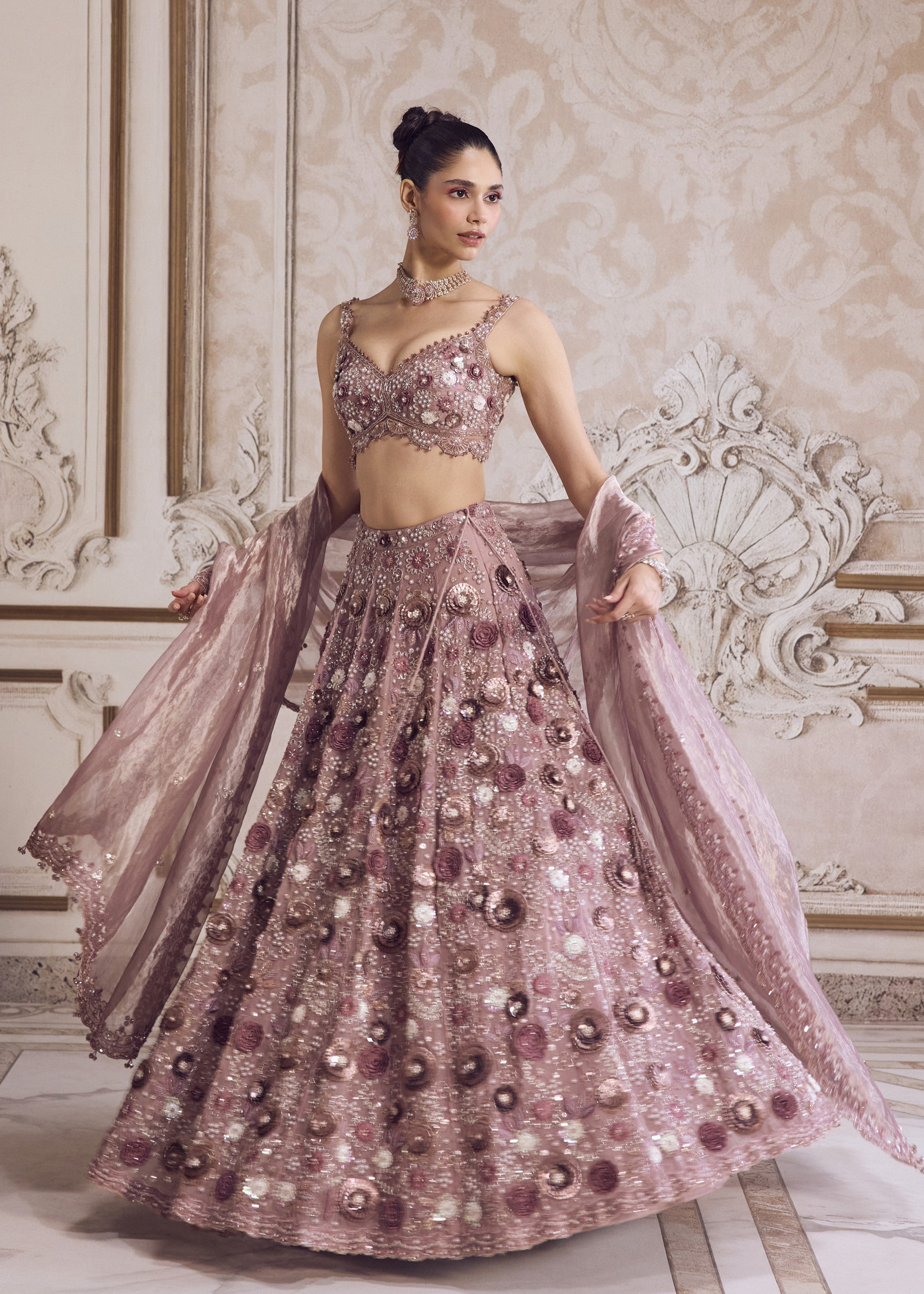 Champagne Rose Lehenga With Blouse