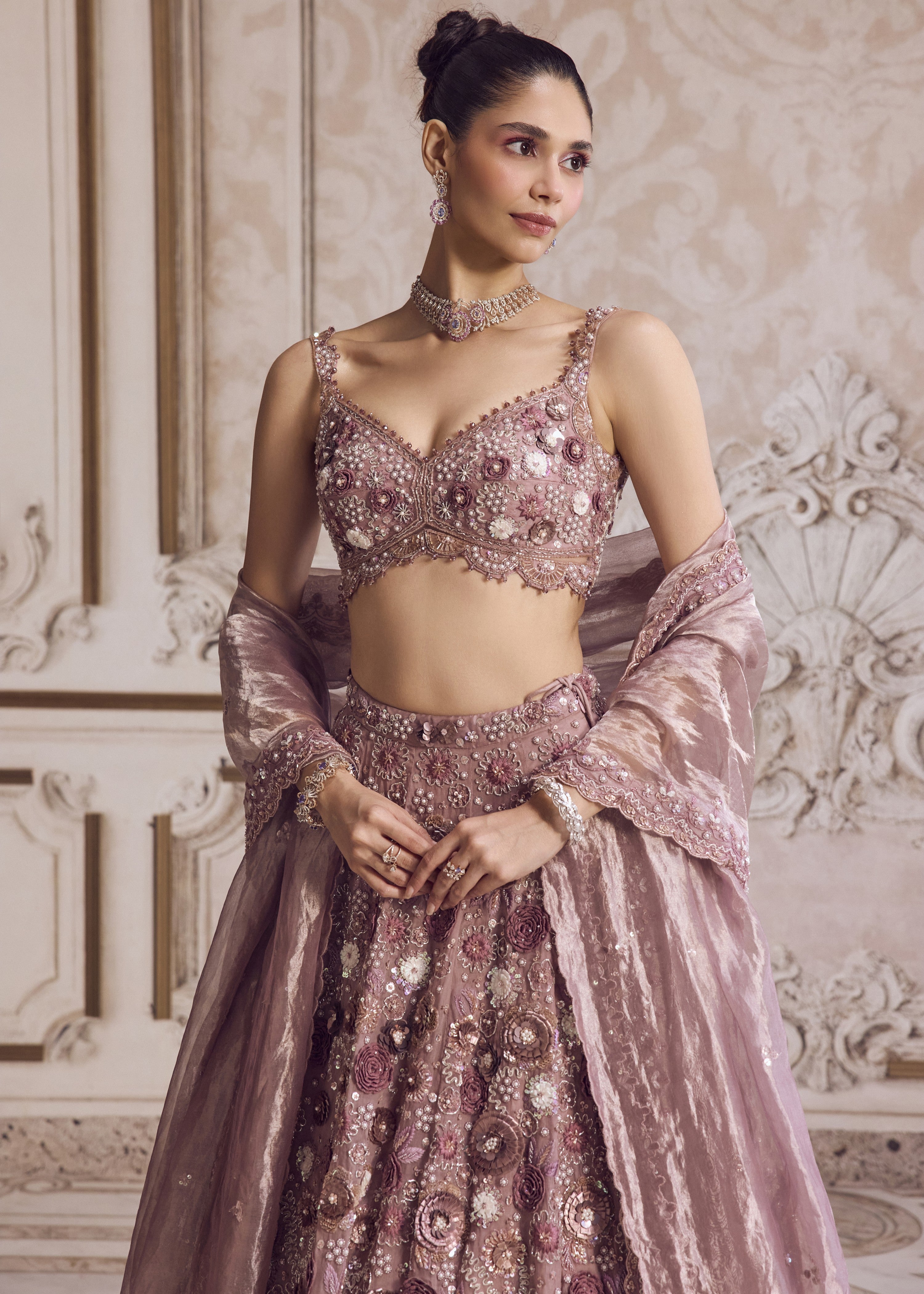 Champagne Rose Lehenga With Blouse