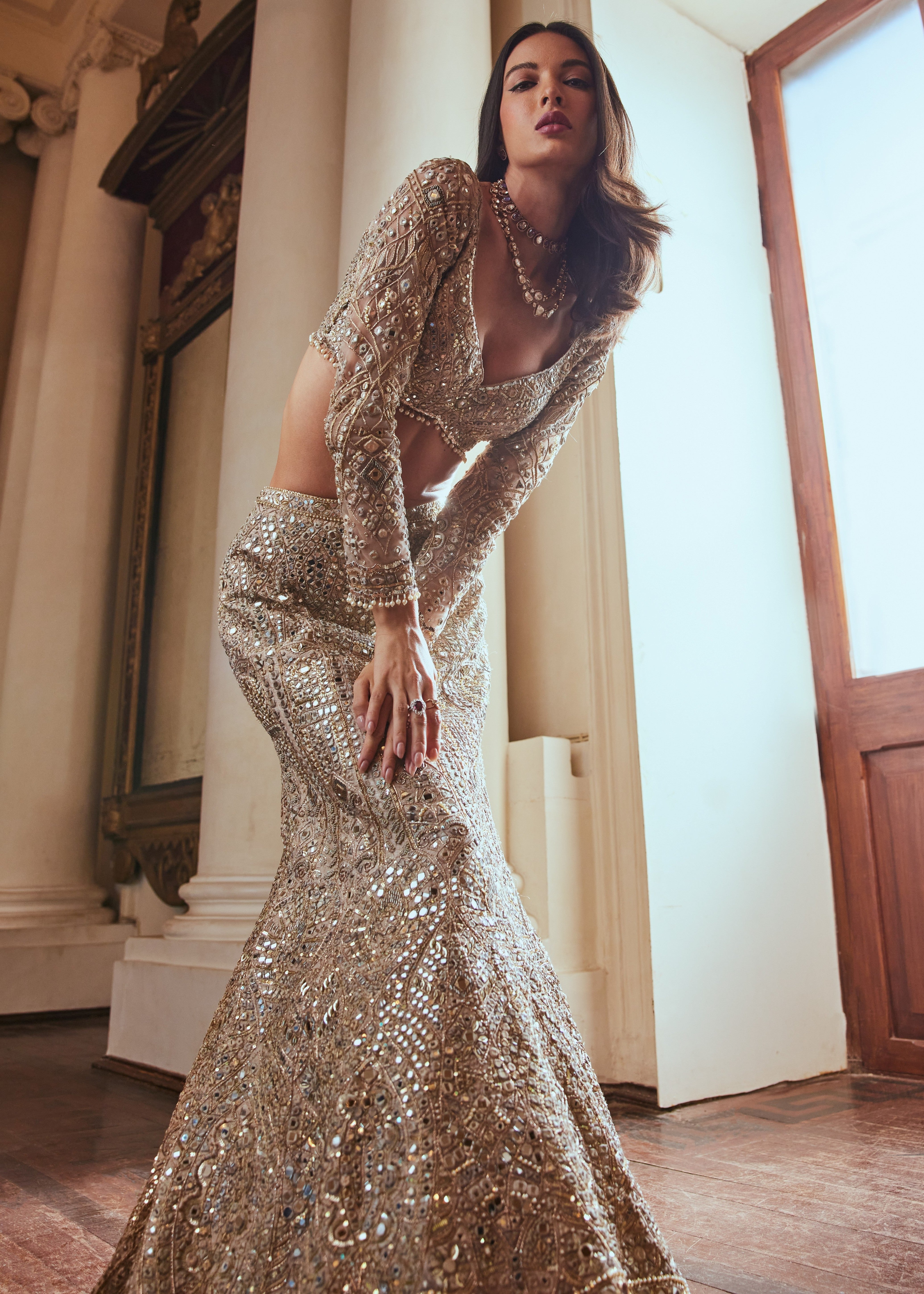 Grey Fit and Flare Lehenga Set