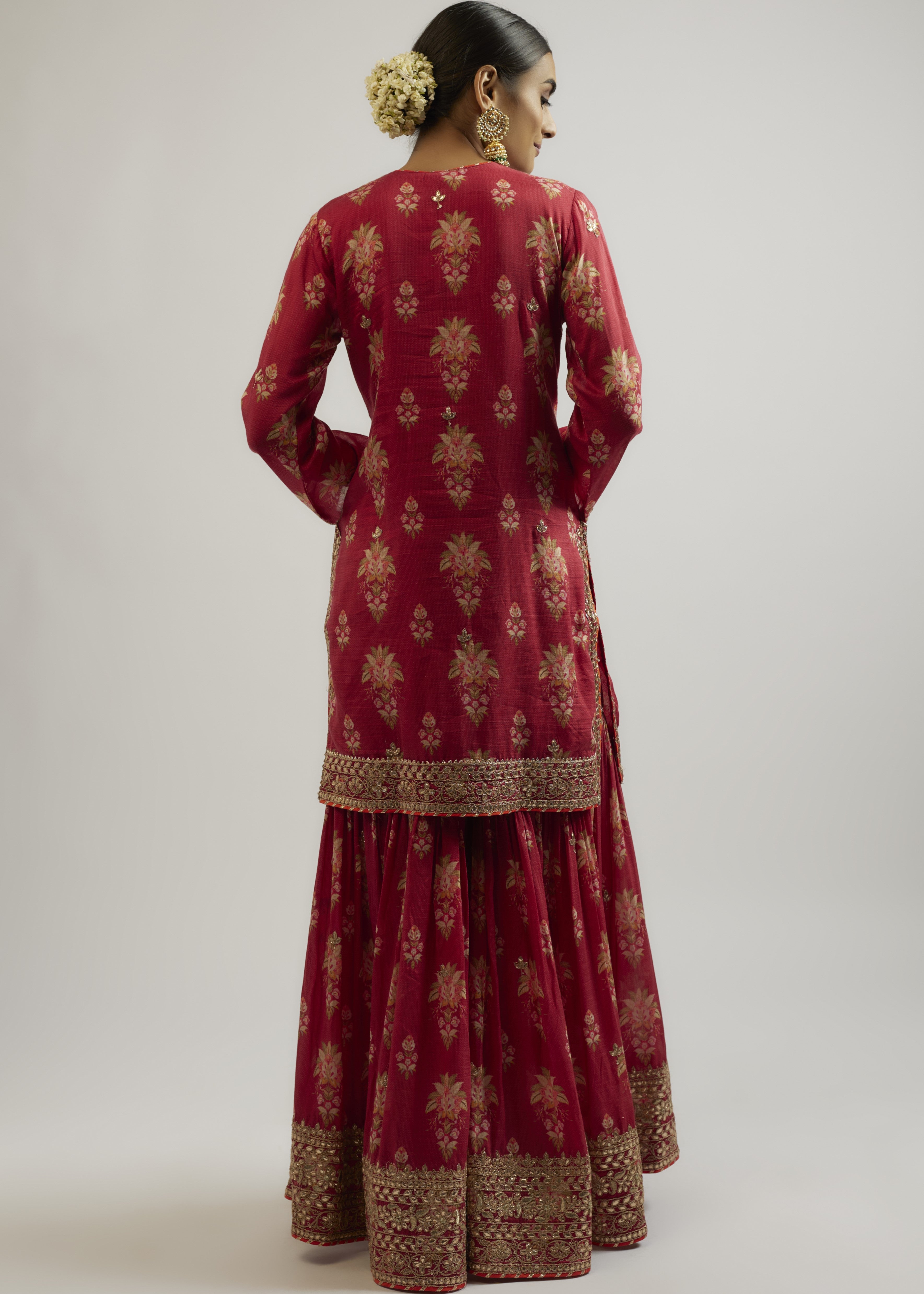 Red Sadhna Sharara Set