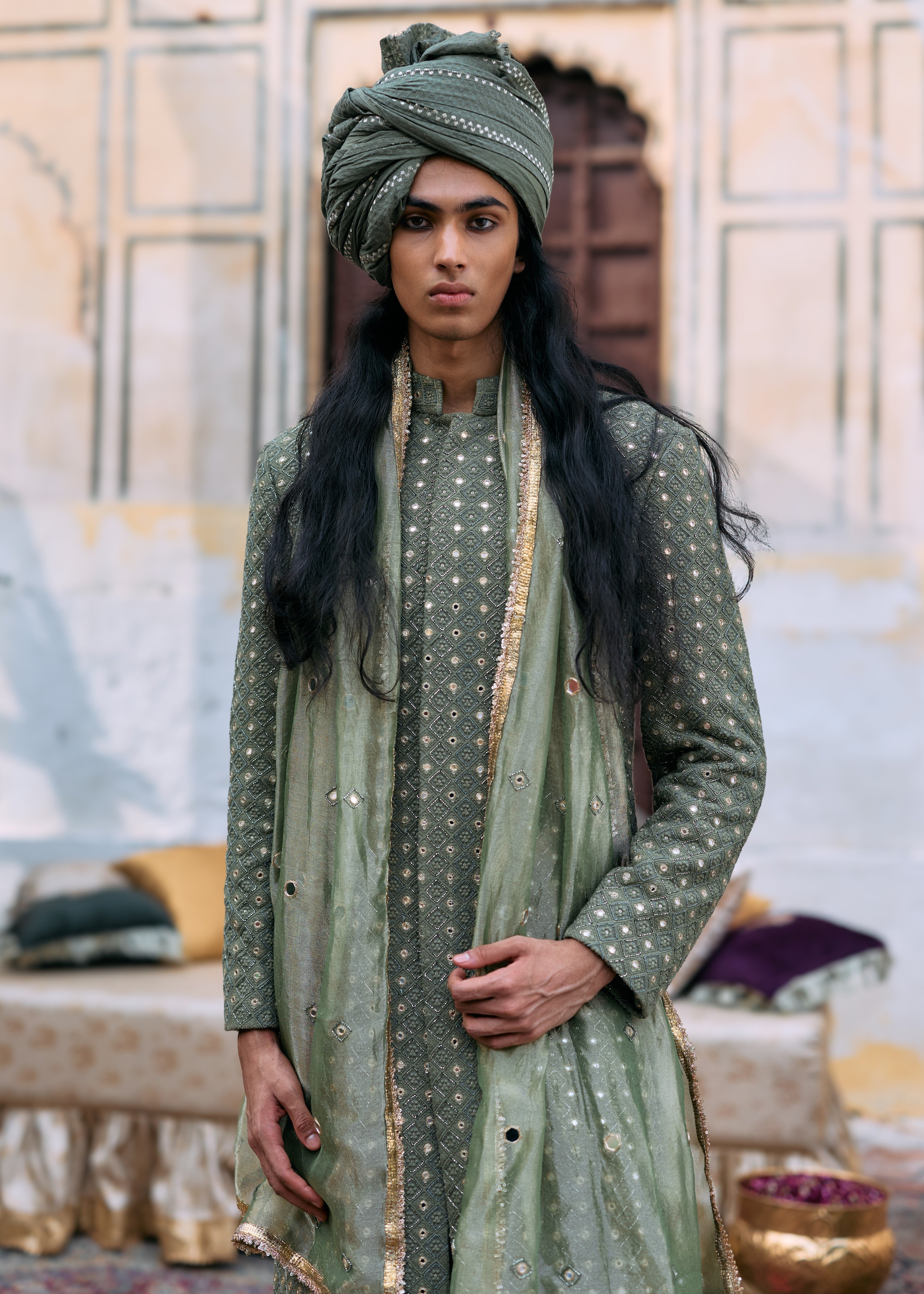 Kirit Sherwani Set With Stole