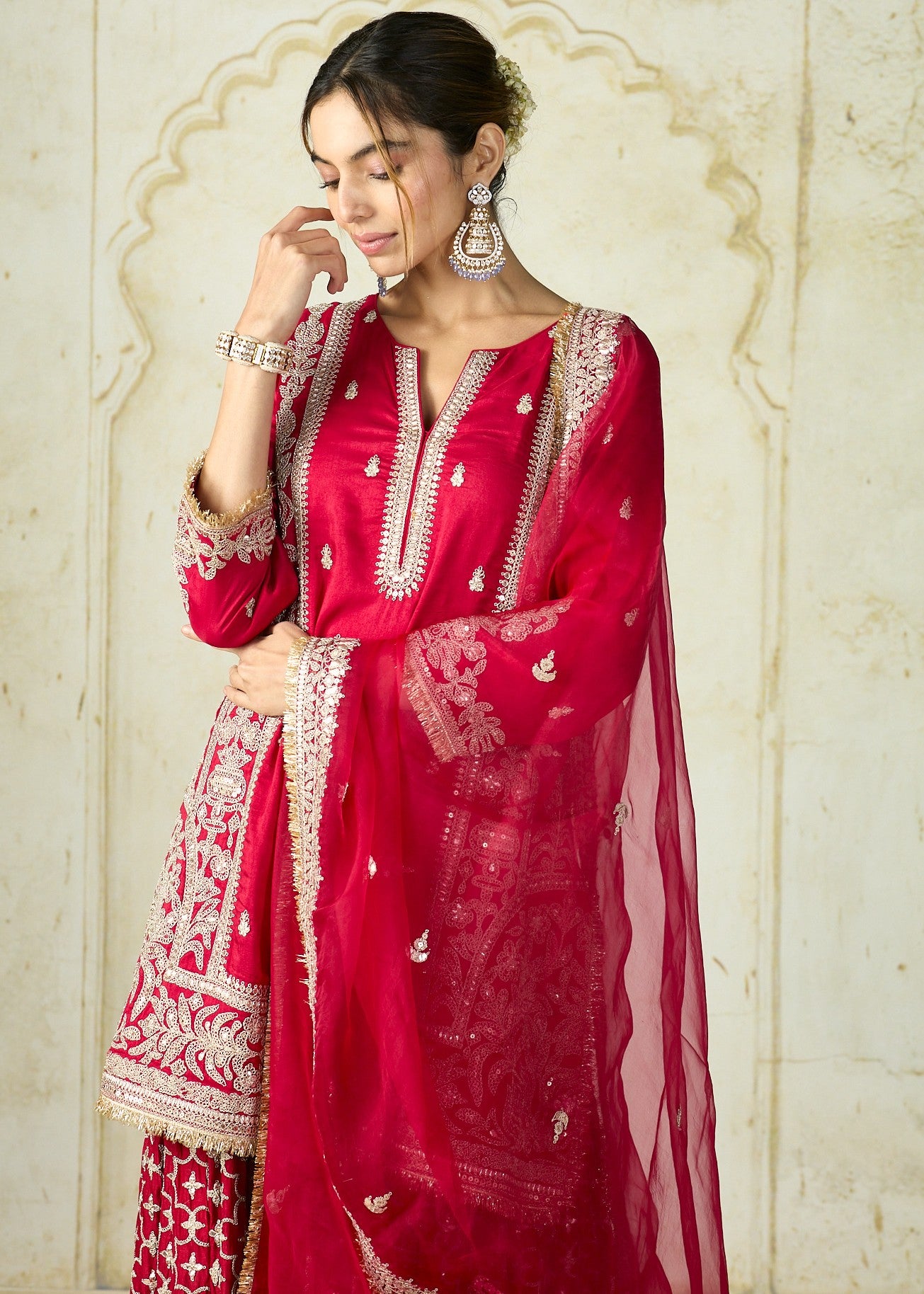 Red Mumtaz Sharara Set
