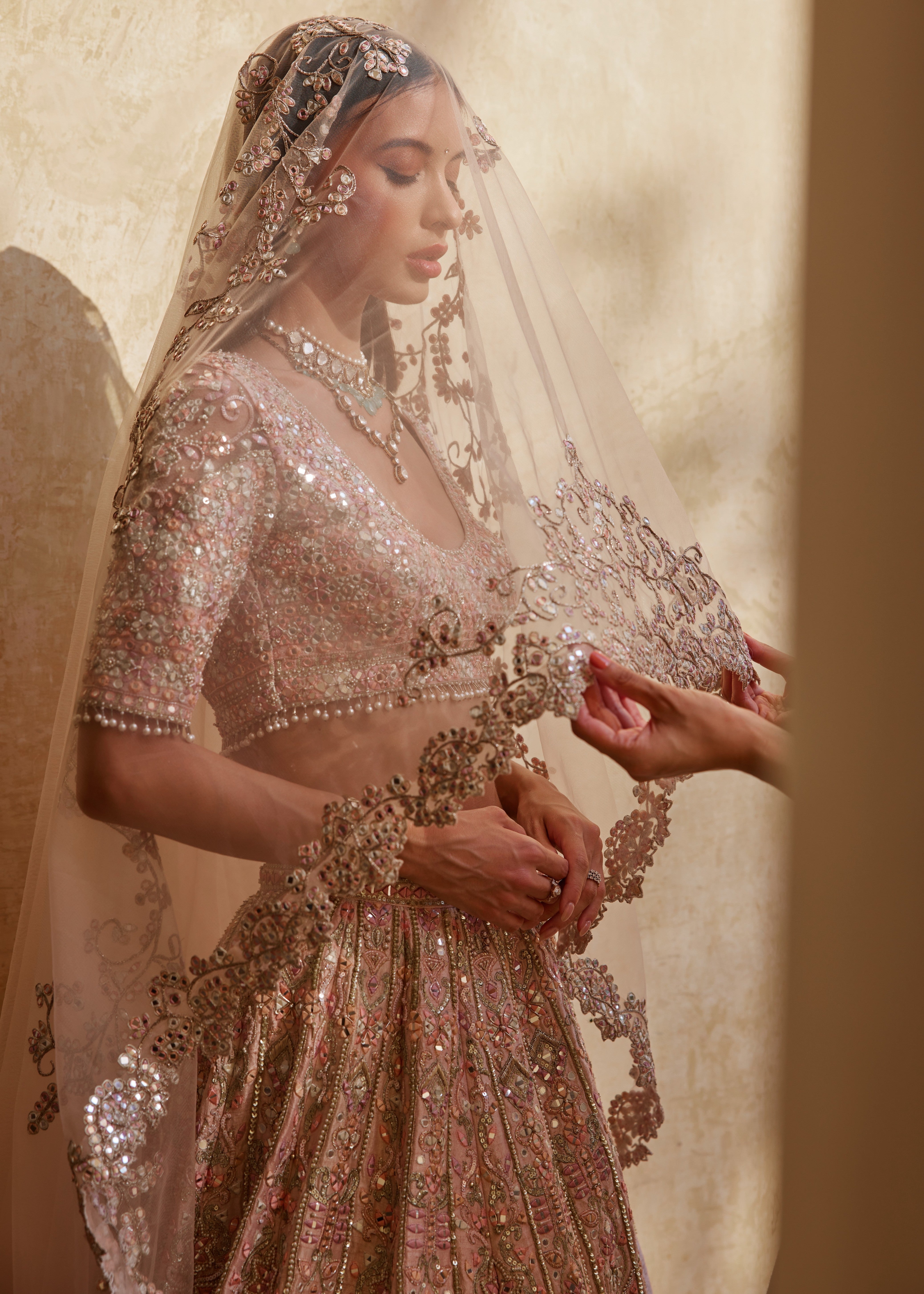 Rose Pink Mirror Lehenga