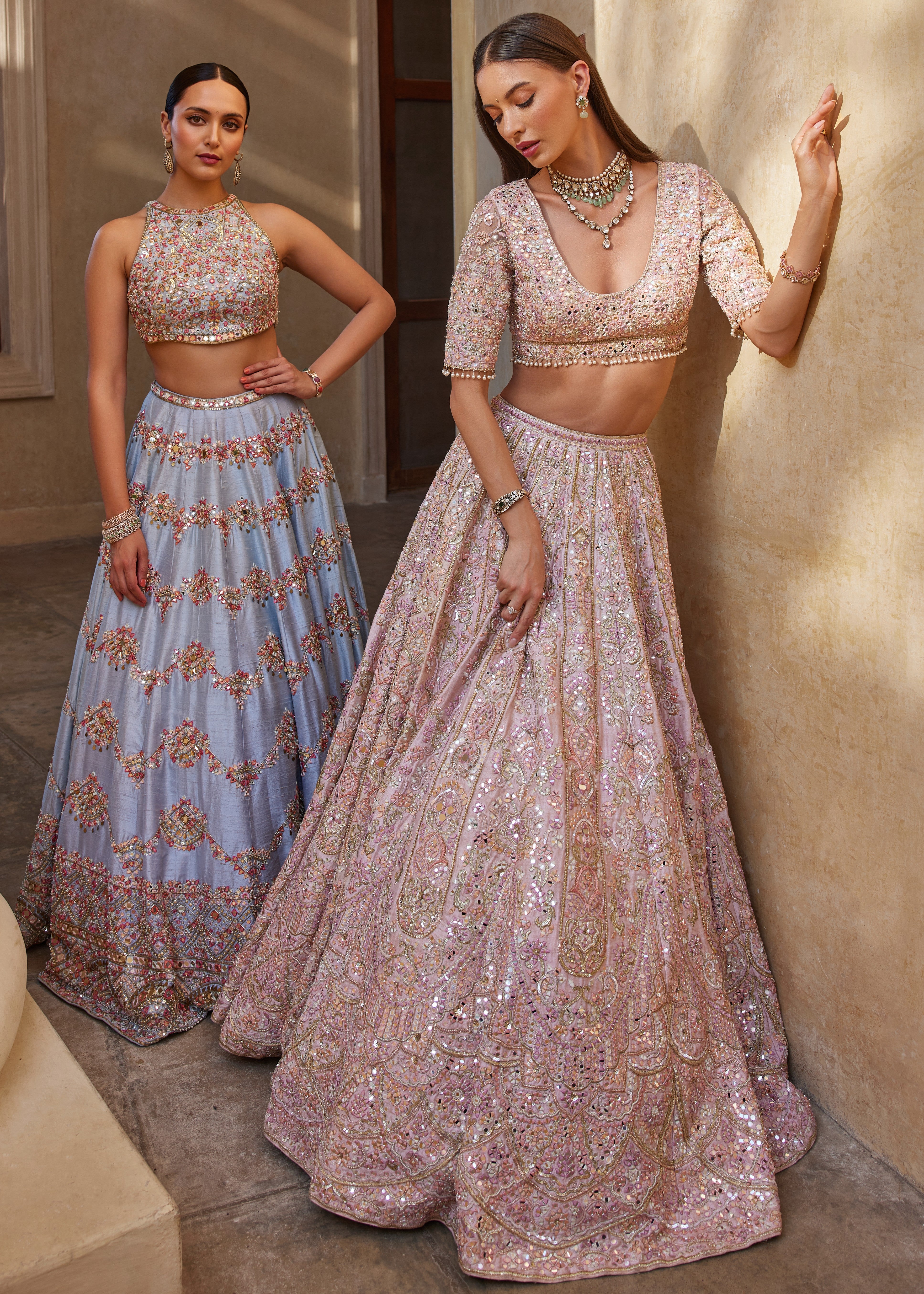 Rose Pink Mirror Lehenga