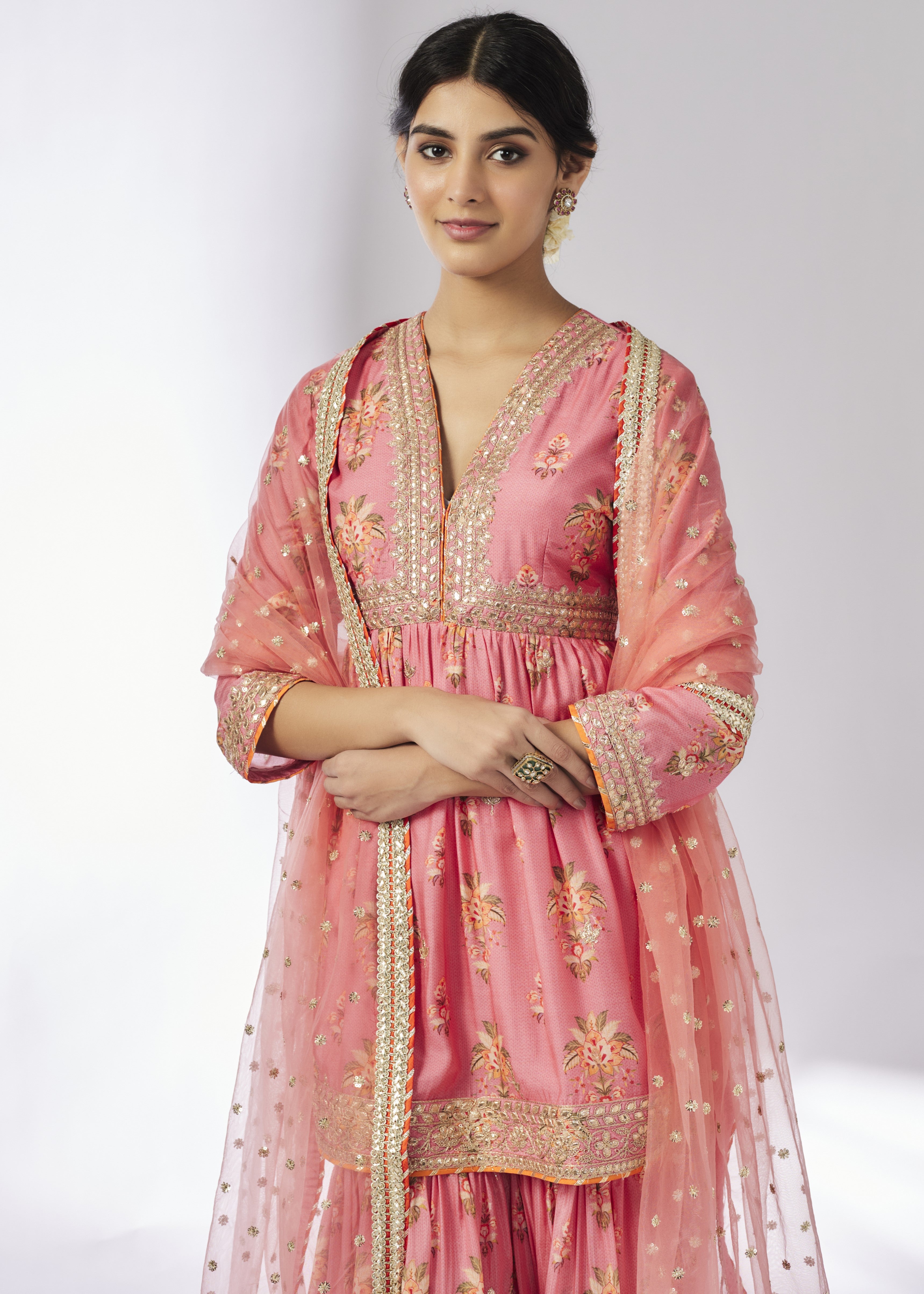 Pink Samiksha Peplum Sharara Set