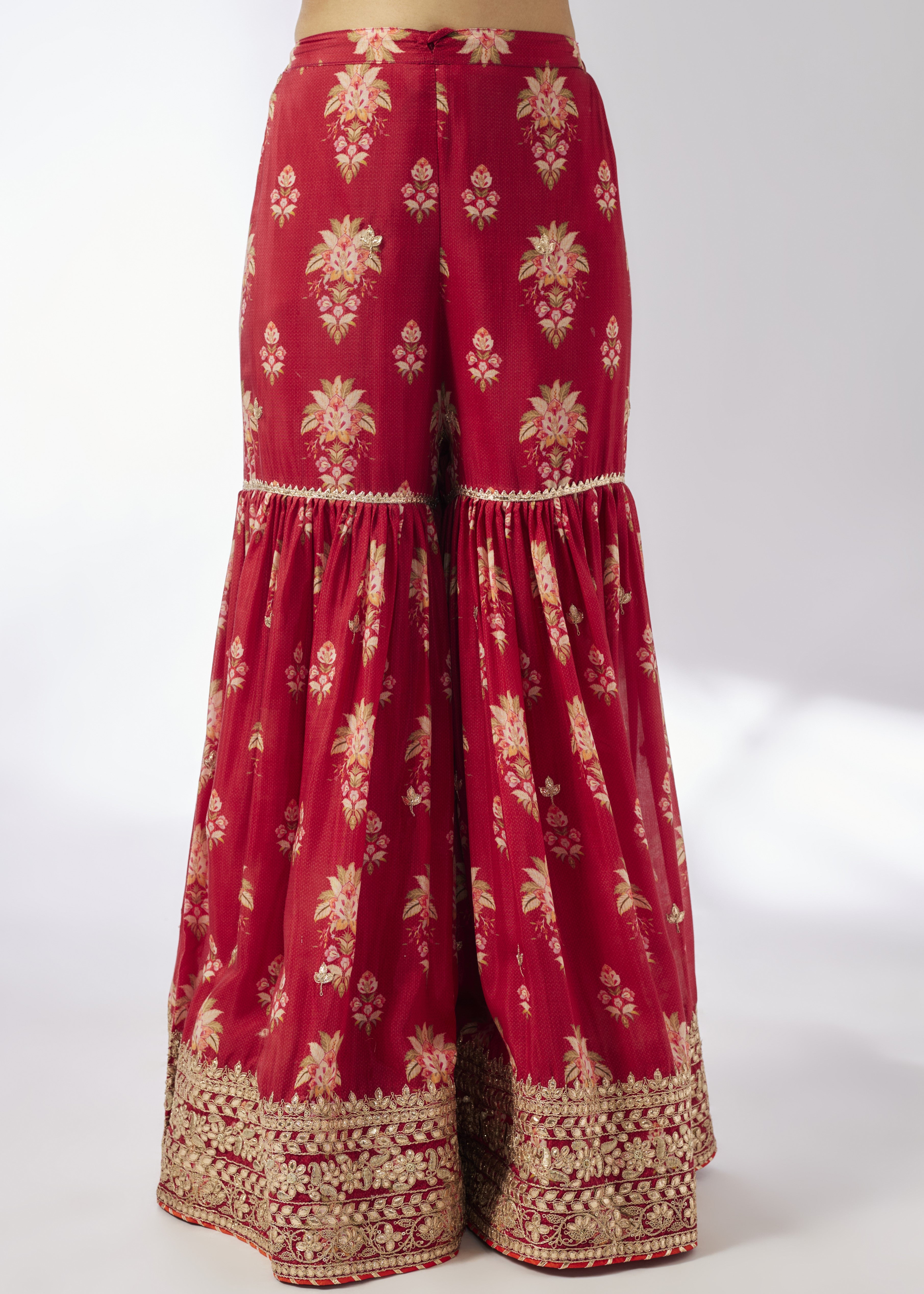 Red Samiksha Peplum Sharara Set