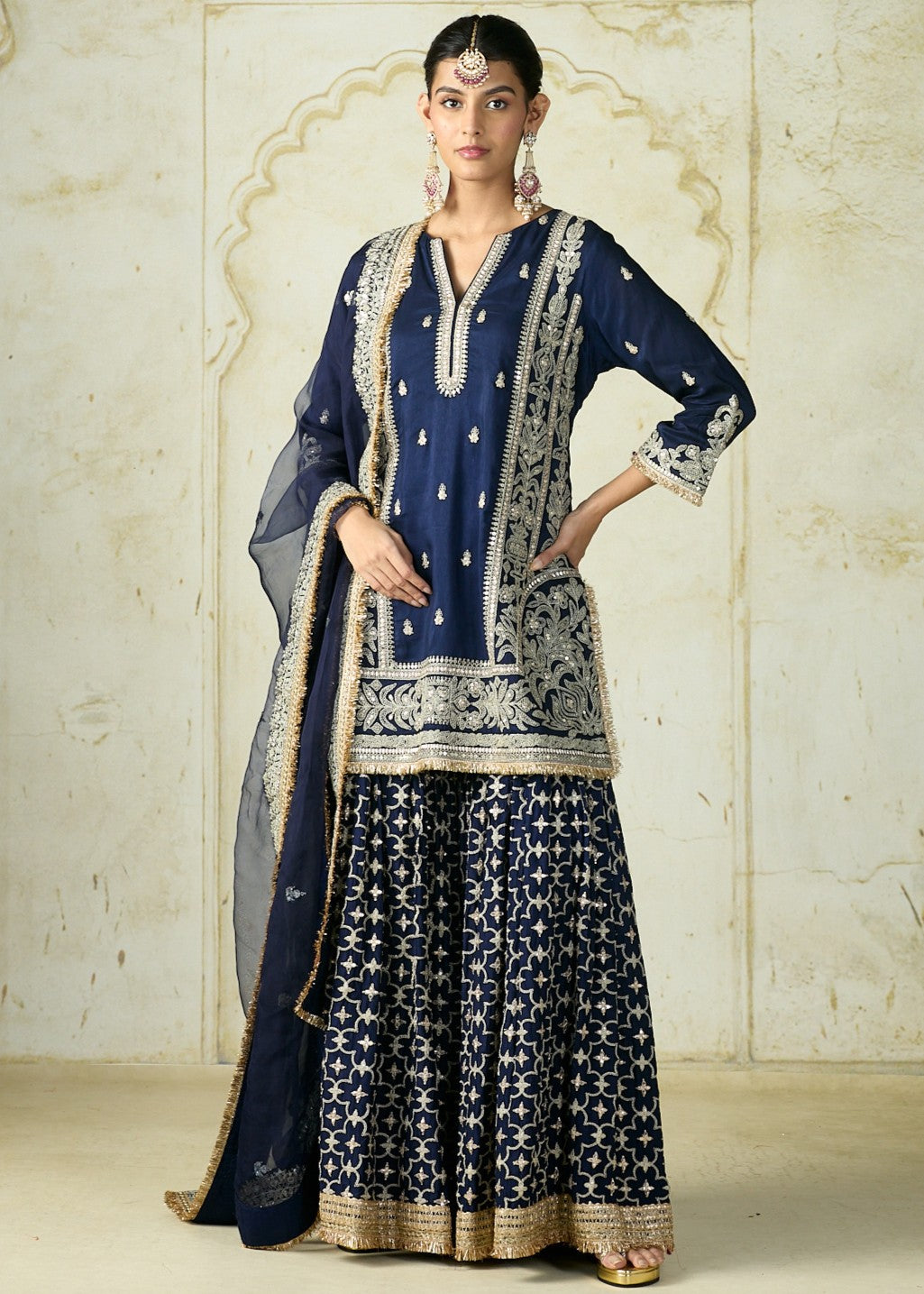 Navy Mumtaz Sharara Set