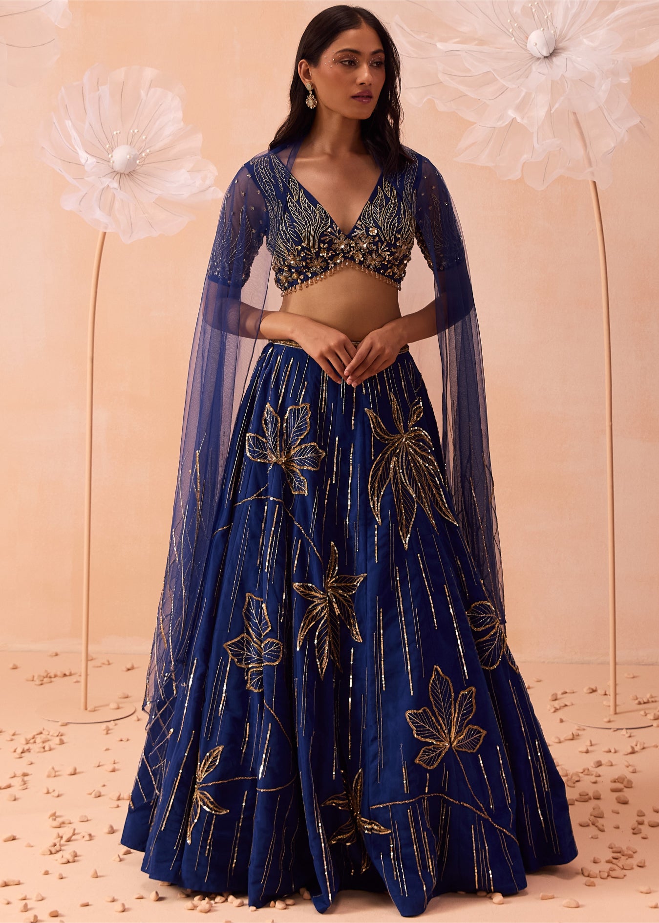 Indigo Floral Lehenga