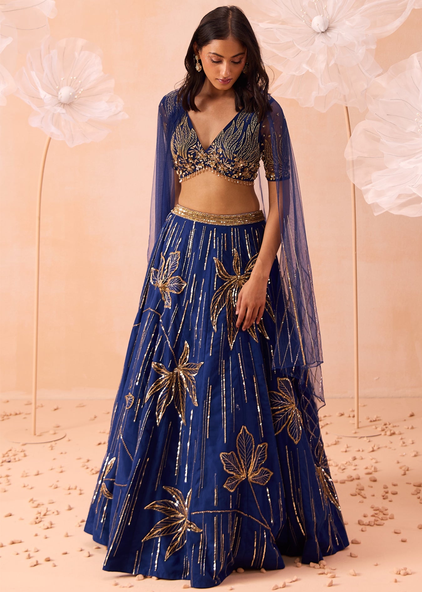 Indigo Floral Lehenga