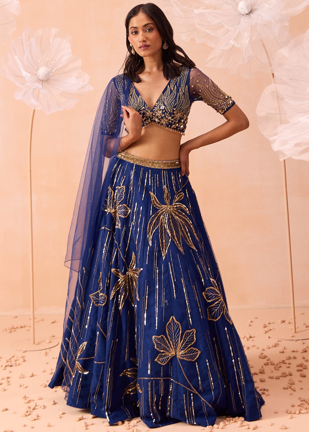 Indigo Floral Lehenga