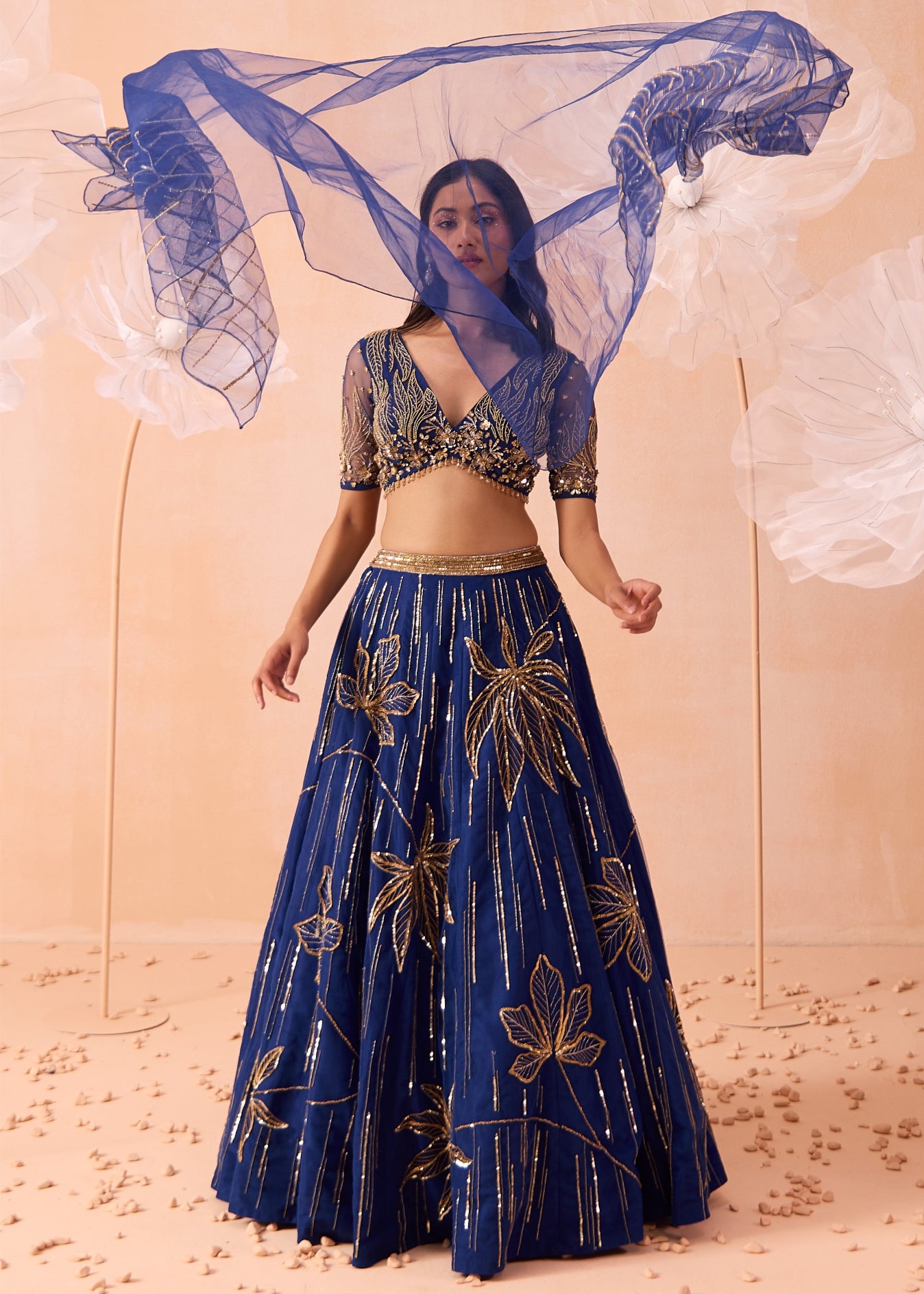 Indigo Floral Lehenga