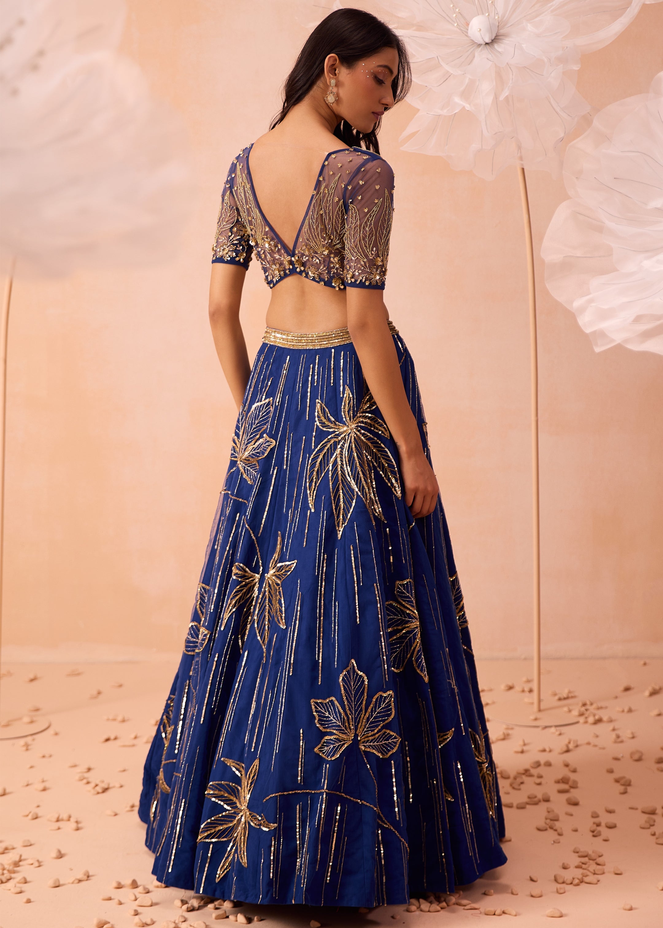 Indigo Floral Lehenga